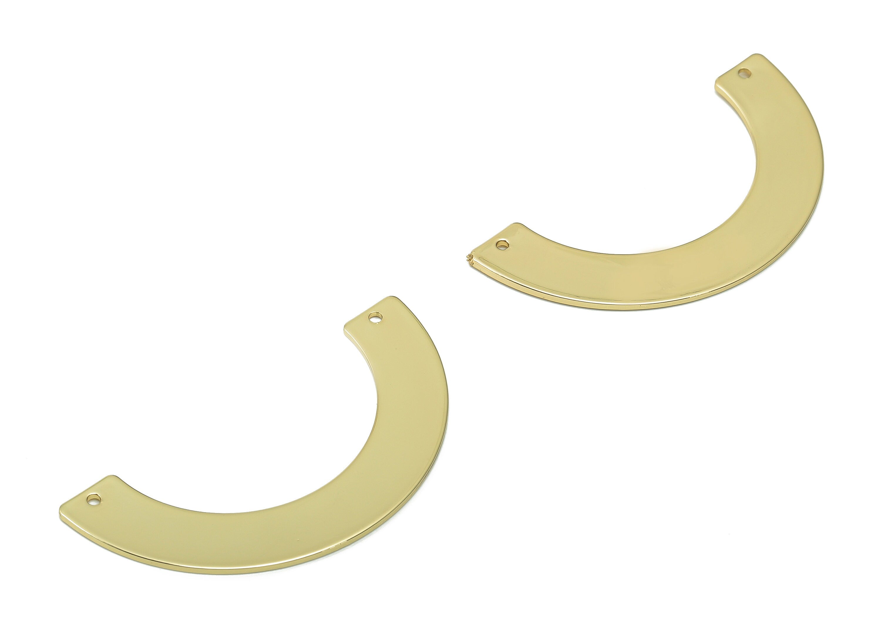 Brass U Semicircle Connector - Gold Rainbow Connector - Half Moon Earring With 2 Holes - 18K Real Gold Plated - 50.3x24.02x1mm - RGP5338 - DOMEDBAZAAR