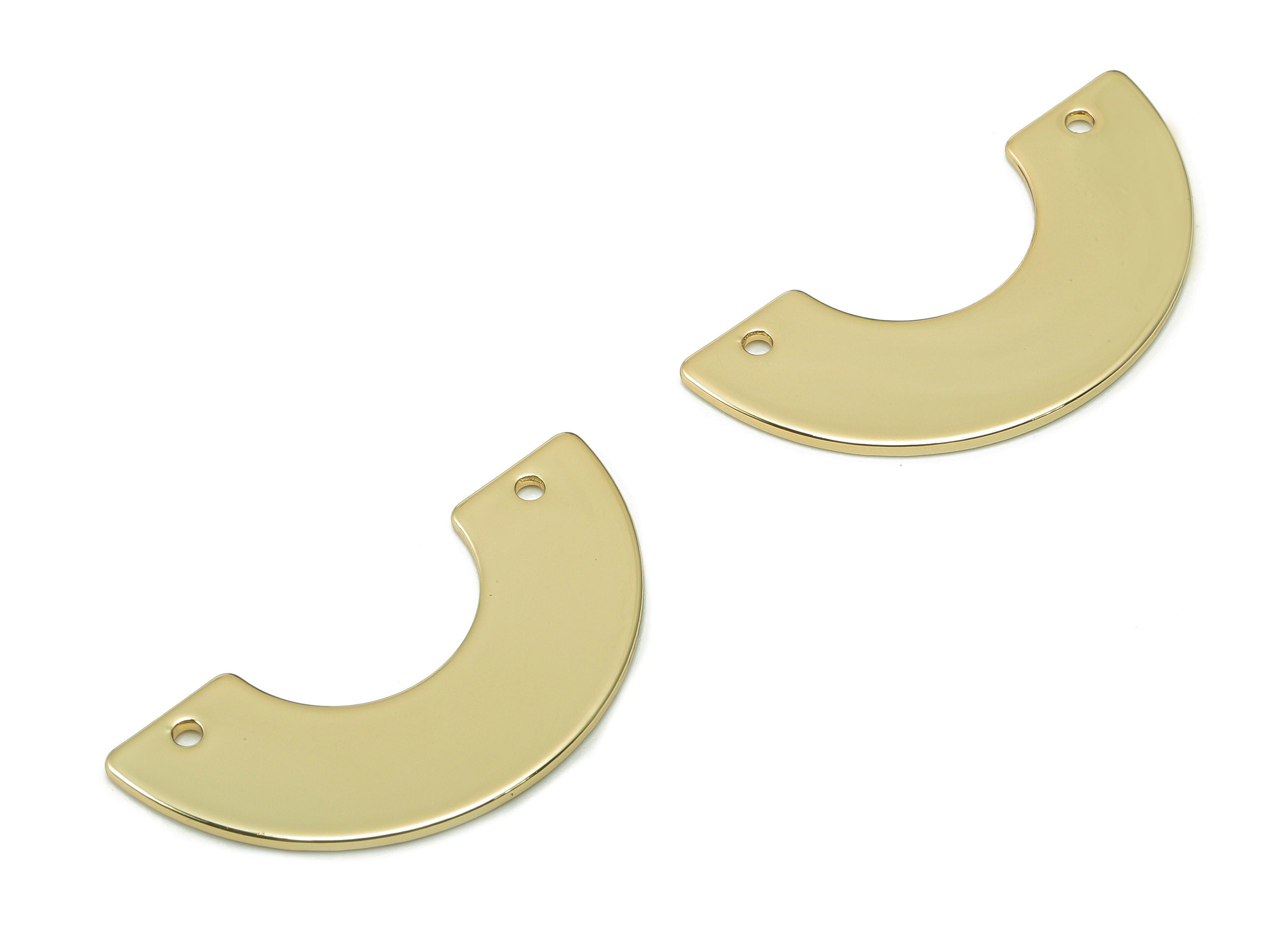 Brass U Semicircle Connector - Gold Rainbow Connector - Half Moon Earring With 2 Holes - 18K Real Gold Plated - 30.08x15.25x0.88mm - RGP5339 - DOMEDBAZAAR