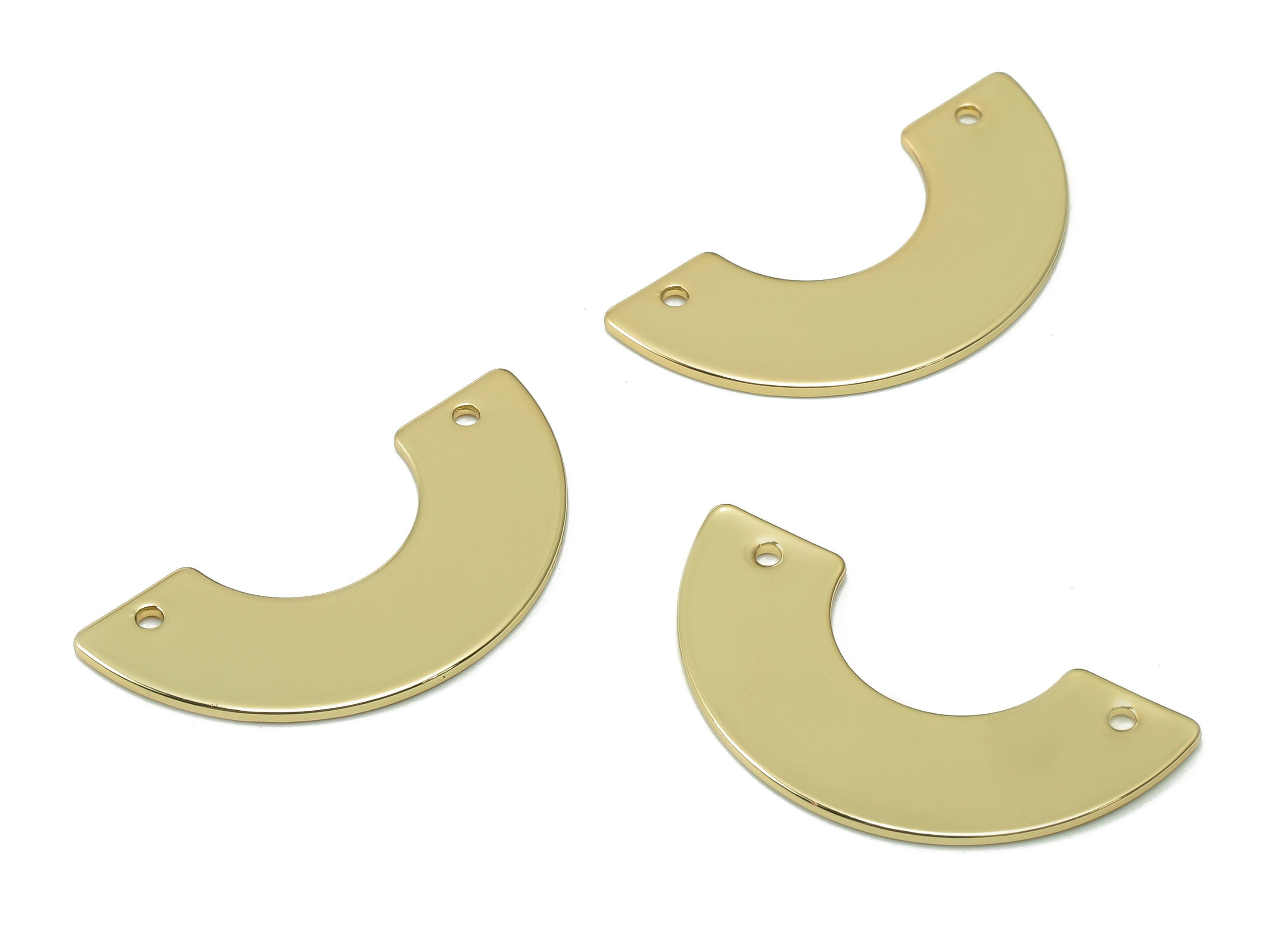 Brass U Semicircle Connector - Gold Rainbow Connector - Half Moon Earring With 2 Holes - 18K Real Gold Plated - 30.08x15.25x0.88mm - RGP5339 - DOMEDBAZAAR