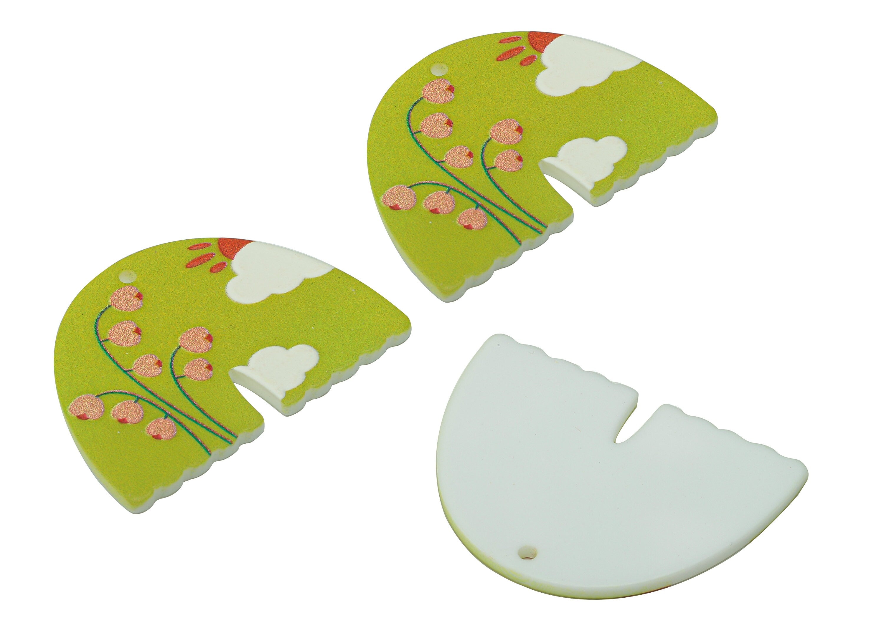 Acrylic Rainbow Landscape Pendant - Acrylic Green Rainbow Earring - Sun Cloud Earring Charm - Flower Charm - 38.72x28.56x2.31mm - AC2525A - DOMEDBAZAAR