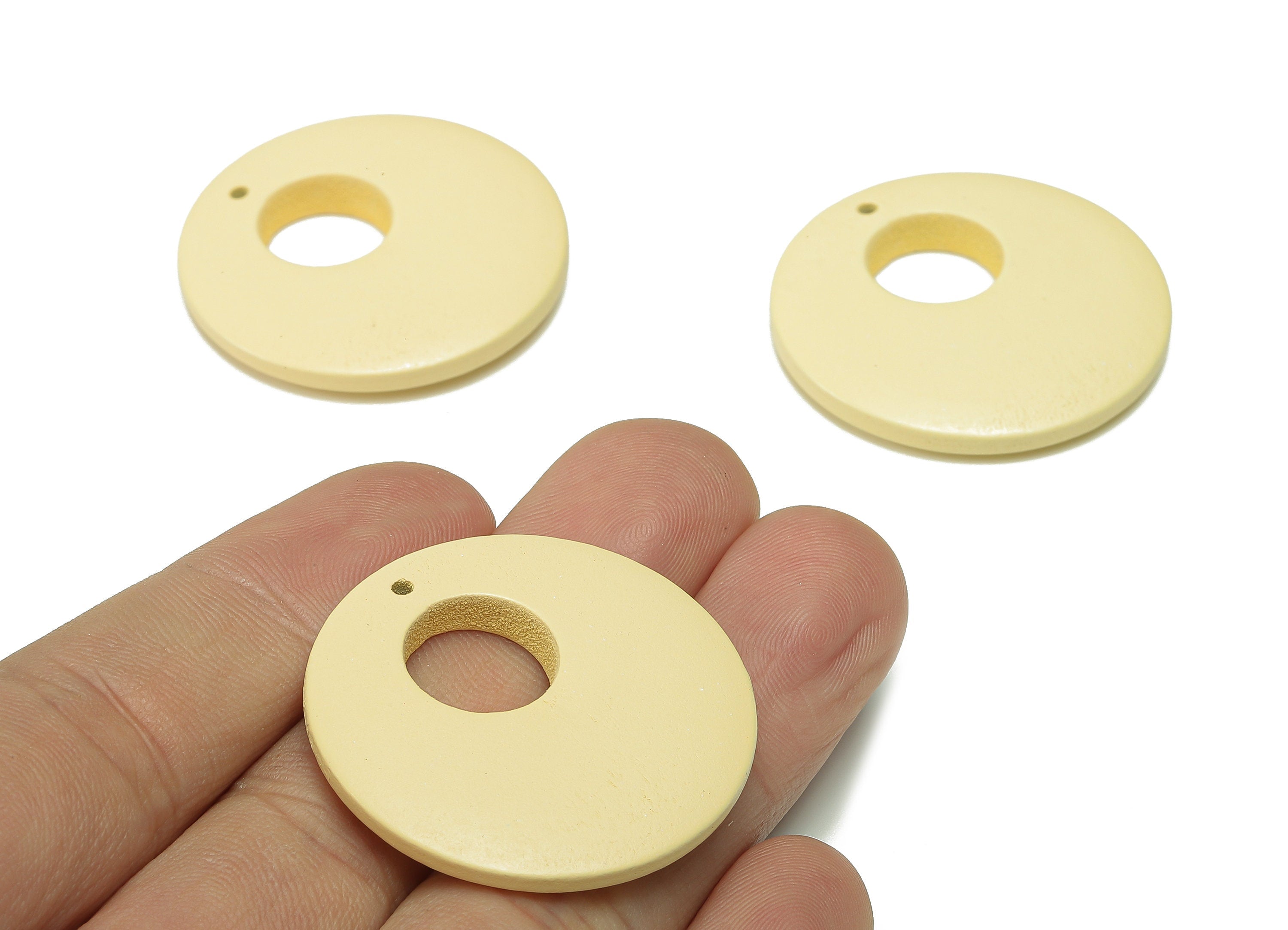 Hemu Wood Round Earring Charm - Hemu Wood Yellow Circle Earring - Hemu Wood Charm - Hemu Wood Earring Finding - 34.9x34.9x5.2mm - BB1283A - DOMEDBAZAAR