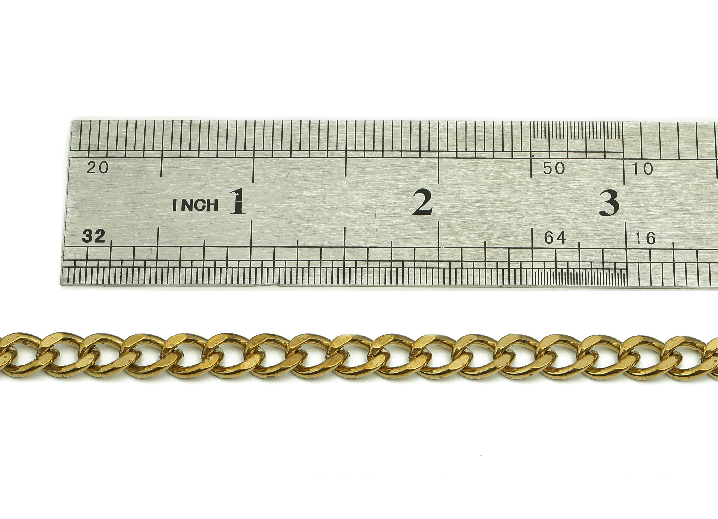 Brass Curb Chain - Raw Brass Faceted Chain - Open Link Curb Chain - Brass Faceted Chain - 8.78x6.67x1.85mm - CC1220 - DOMEDBAZAAR