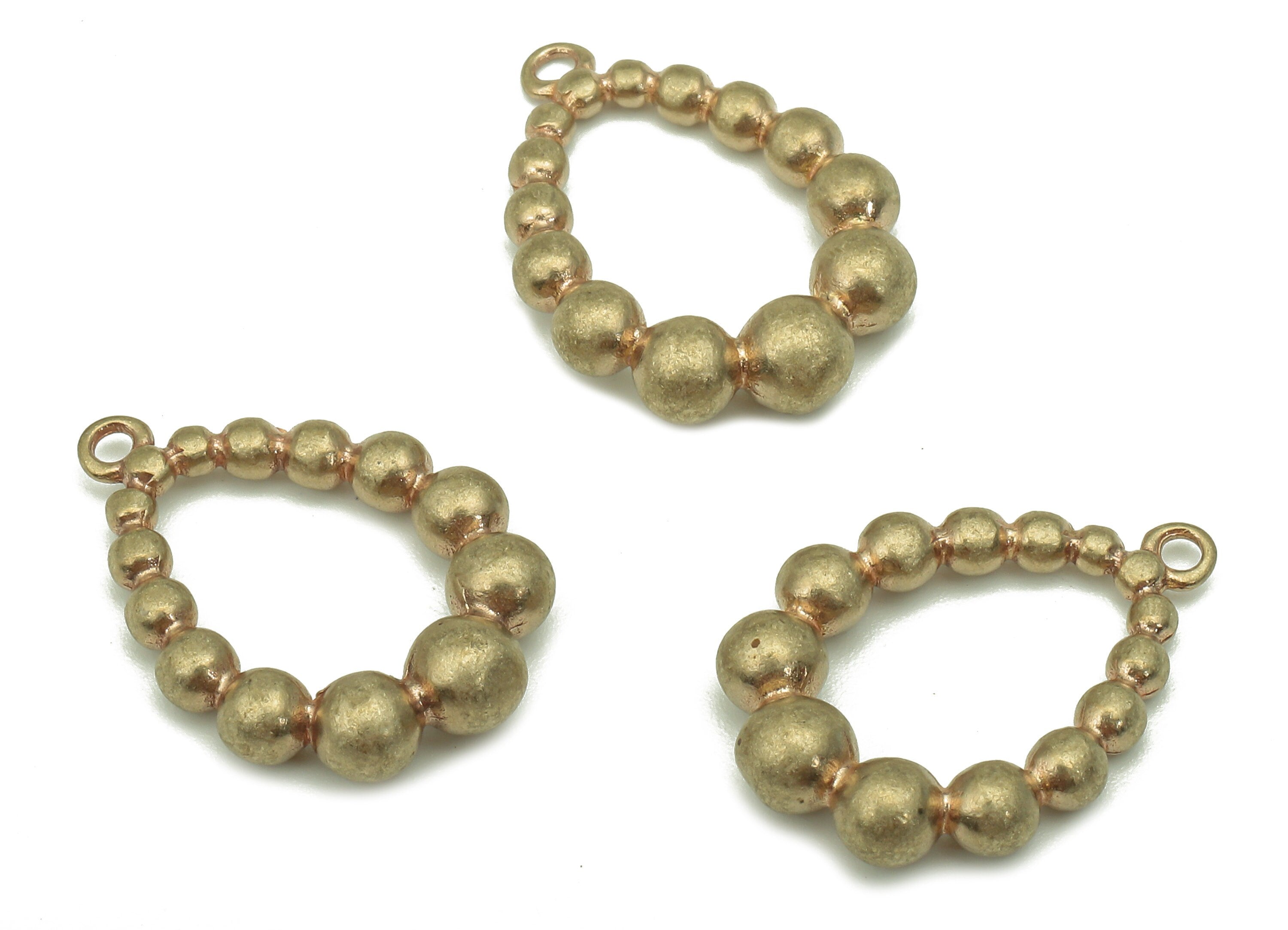 Brass Balls Drop Pendant - Raw Brass Hoop Earring - Ball One Touch Pendant With Loop - Teardrop Charm For Necklace - 19.6x14.2x3.8mm -PP7980 - DOMEDBAZAAR