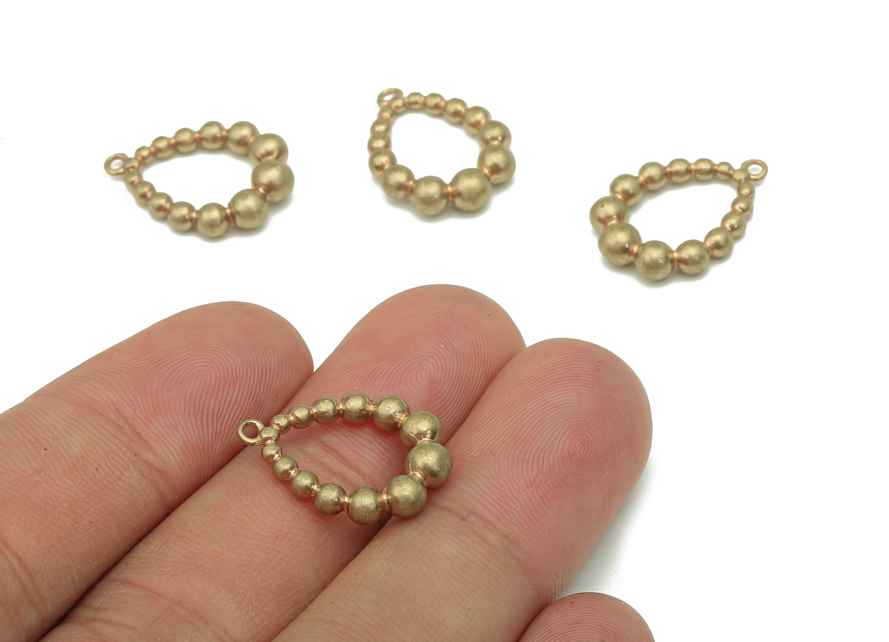 Brass Balls Drop Pendant - Raw Brass Hoop Earring - Ball One Touch Pendant With Loop - Teardrop Charm For Necklace - 19.6x14.2x3.8mm -PP7980 - DOMEDBAZAAR
