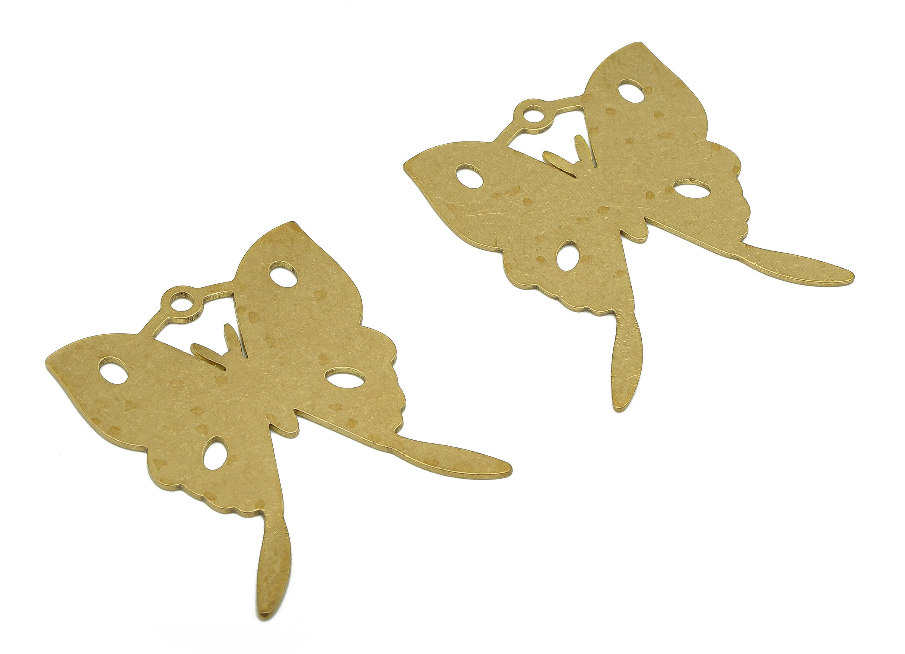 Brass Butterfly Earring Charms - Raw Brass Butterfly Earring - Pendant With Loop - Charm For Necklace - 35.26x28.37x0.68mm - PPA5425 - DOMEDBAZAAR