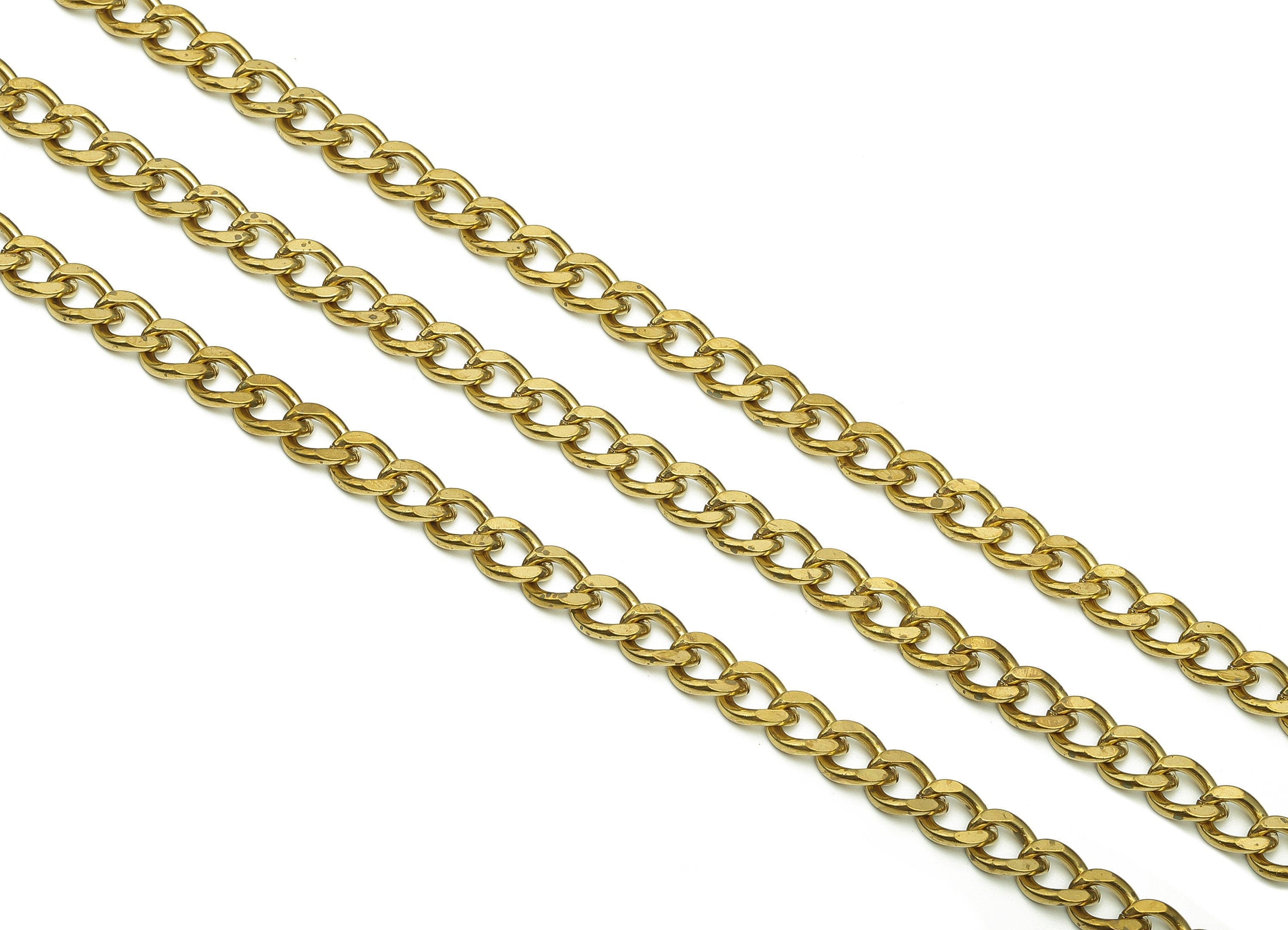 Brass Curb Chain - Raw Brass Faceted Chain - Open Link Curb Chain - Brass Faceted Chain - 8.78x6.67x1.85mm - CC1220 - DOMEDBAZAAR