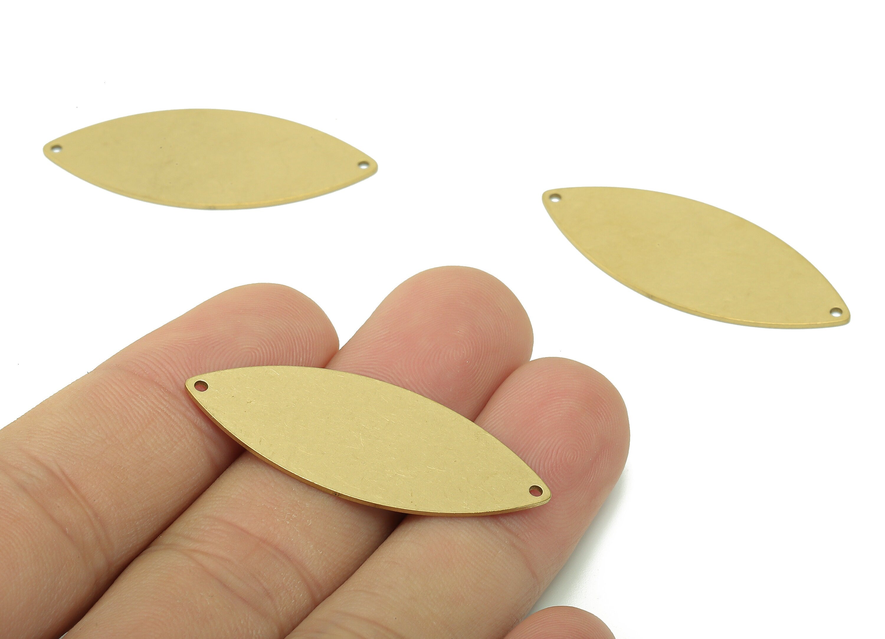 Brass Marquise Connector - Raw Brass Marquise Earring - Personalized Stamping Blank - 2 Holes - Pendant For Necklace-40.4x16.2x0.7mm-PP7995B - DOMEDBAZAAR