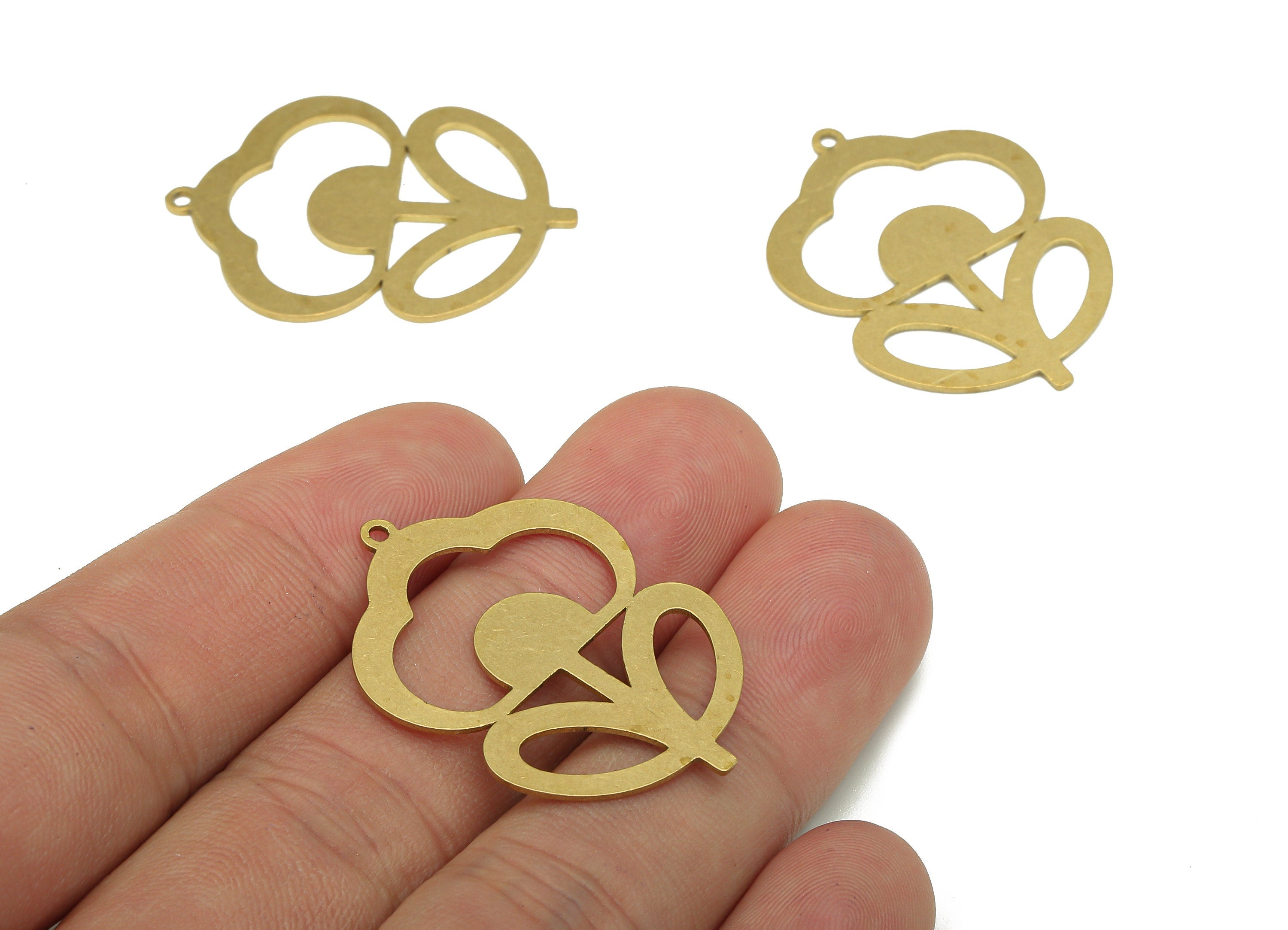 Brass Flower Earring Charms - Raw Brass Cutout Earring - Botanical Pendant With Loop - Cloud For Necklace - 34.95x25.5x0.7mm - PPA5634 - DOMEDBAZAAR