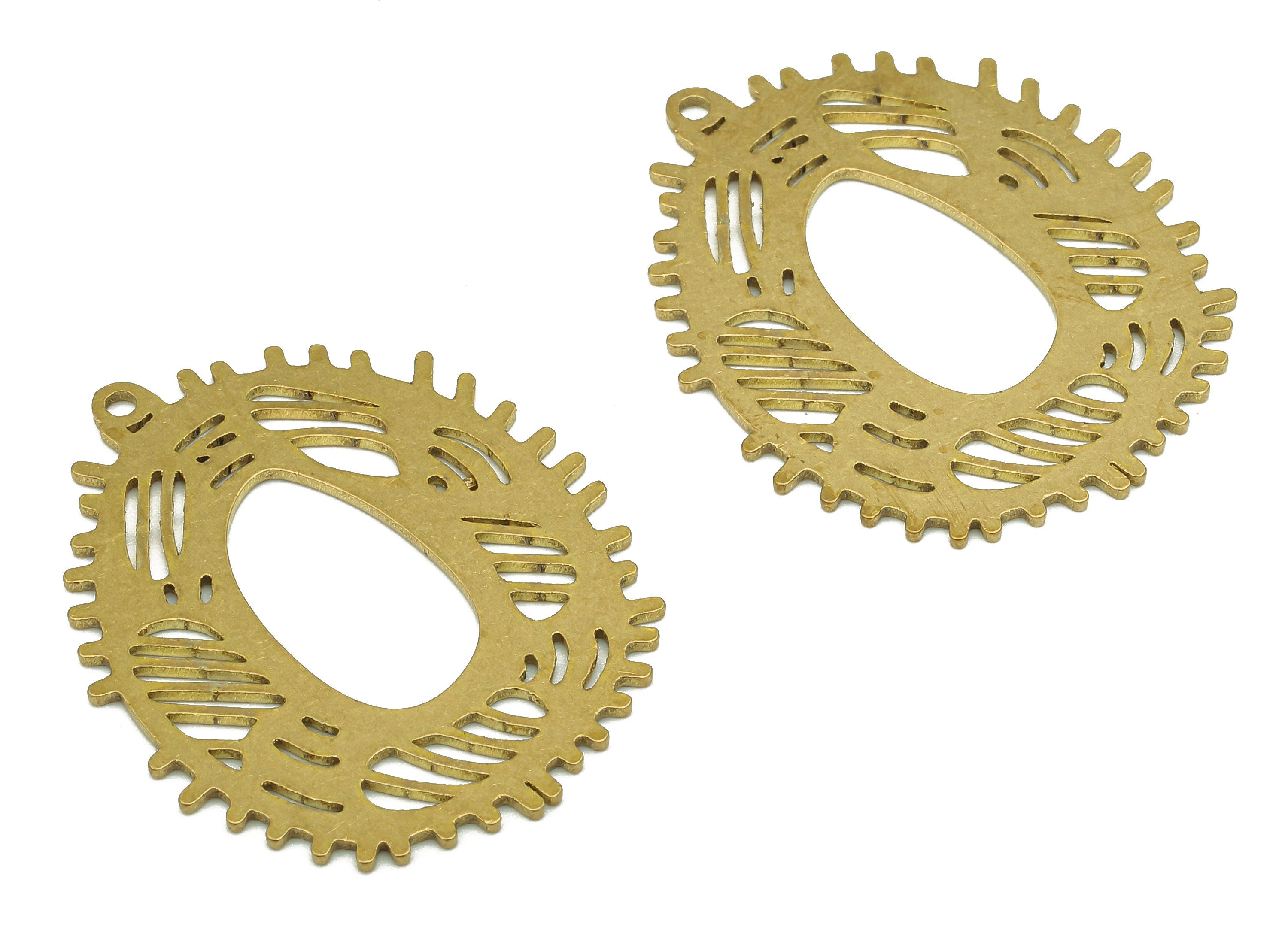 Brass Oval Earring Charms - Raw Brass Cutout Earring - Oval Pendant With Loop - Oval Charm For Necklace - 34.95x27.97x0.88mm - PPA5715 - DOMEDBAZAAR