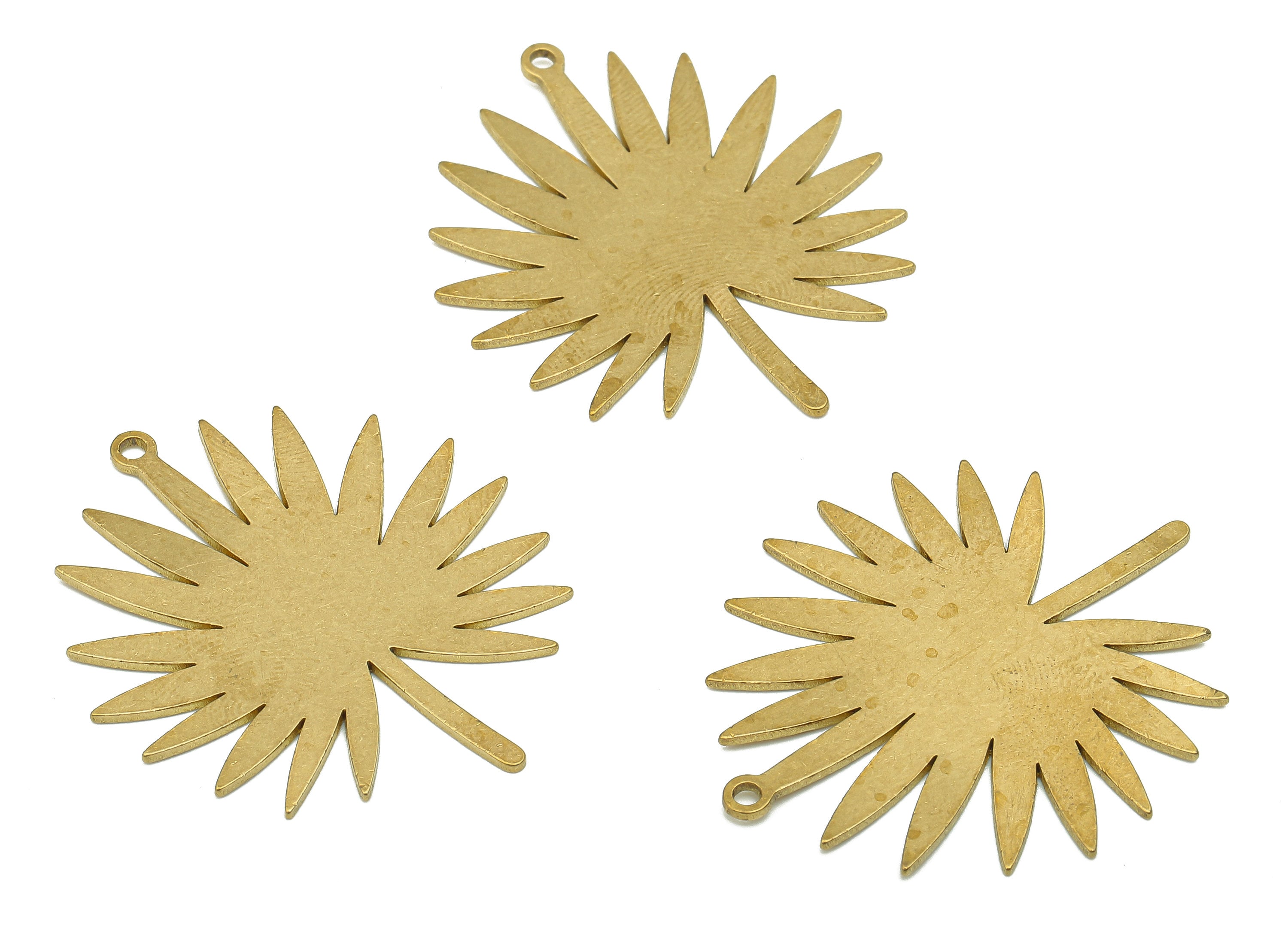 Brass Plant Earring Charms - Raw Brass Cutout Earring - Botanical Pendant With Loop - Leaf For Necklace - 35.92x31.02x0.81mm - PPA5694 - DOMEDBAZAAR