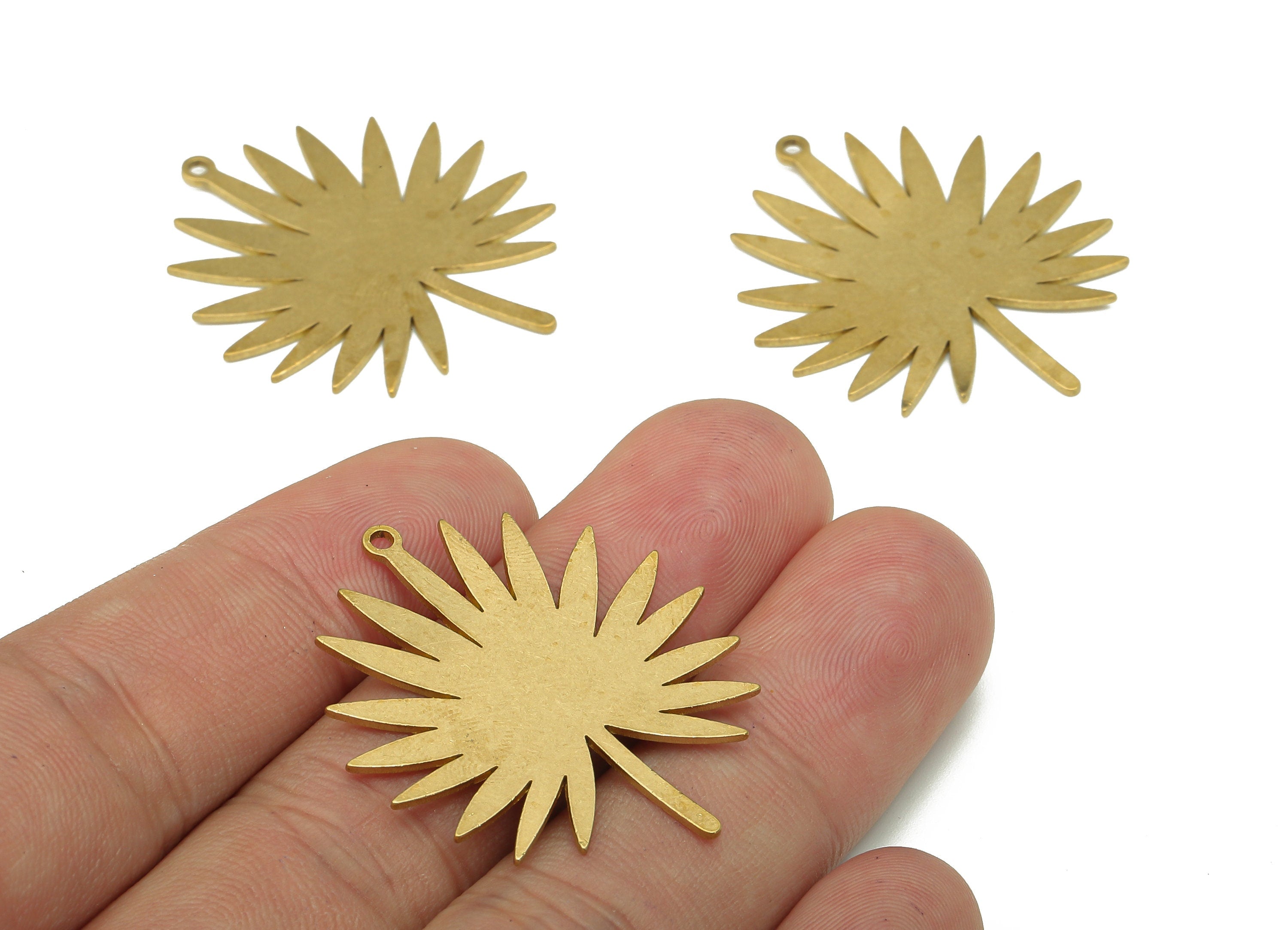 Brass Plant Earring Charms - Raw Brass Cutout Earring - Botanical Pendant With Loop - Leaf For Necklace - 35.92x31.02x0.81mm - PPA5694 - DOMEDBAZAAR