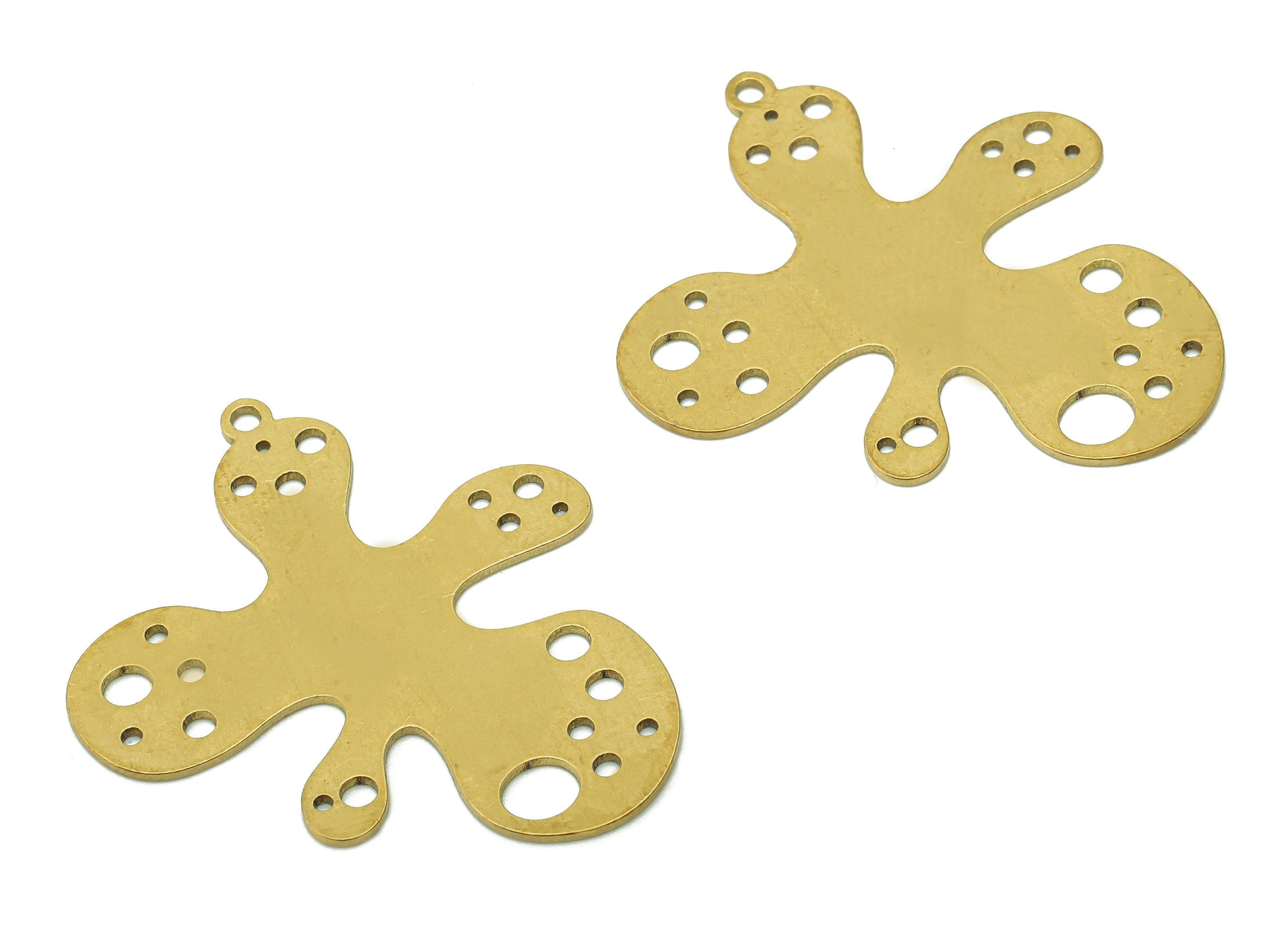 Brass Irregular Virus Earring Charm - Raw Brass Bacteria Abstract Earring - Hollow Bacteria Pendant With Loop - 35.3x30.8x0.7mm - PPA5619 - DOMEDBAZAAR