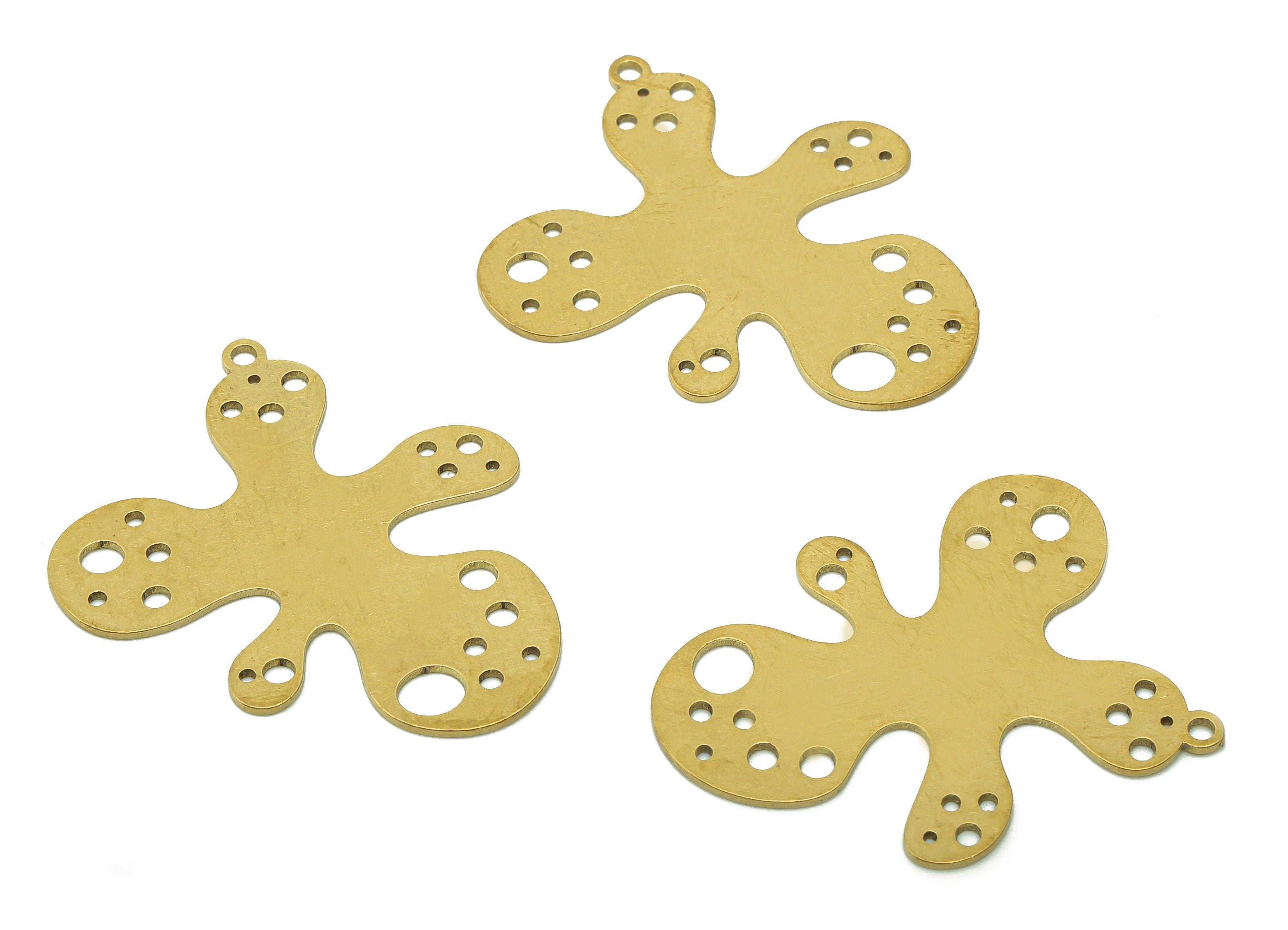 Brass Irregular Virus Earring Charm - Raw Brass Bacteria Abstract Earring - Hollow Bacteria Pendant With Loop - 35.3x30.8x0.7mm - PPA5619 - DOMEDBAZAAR