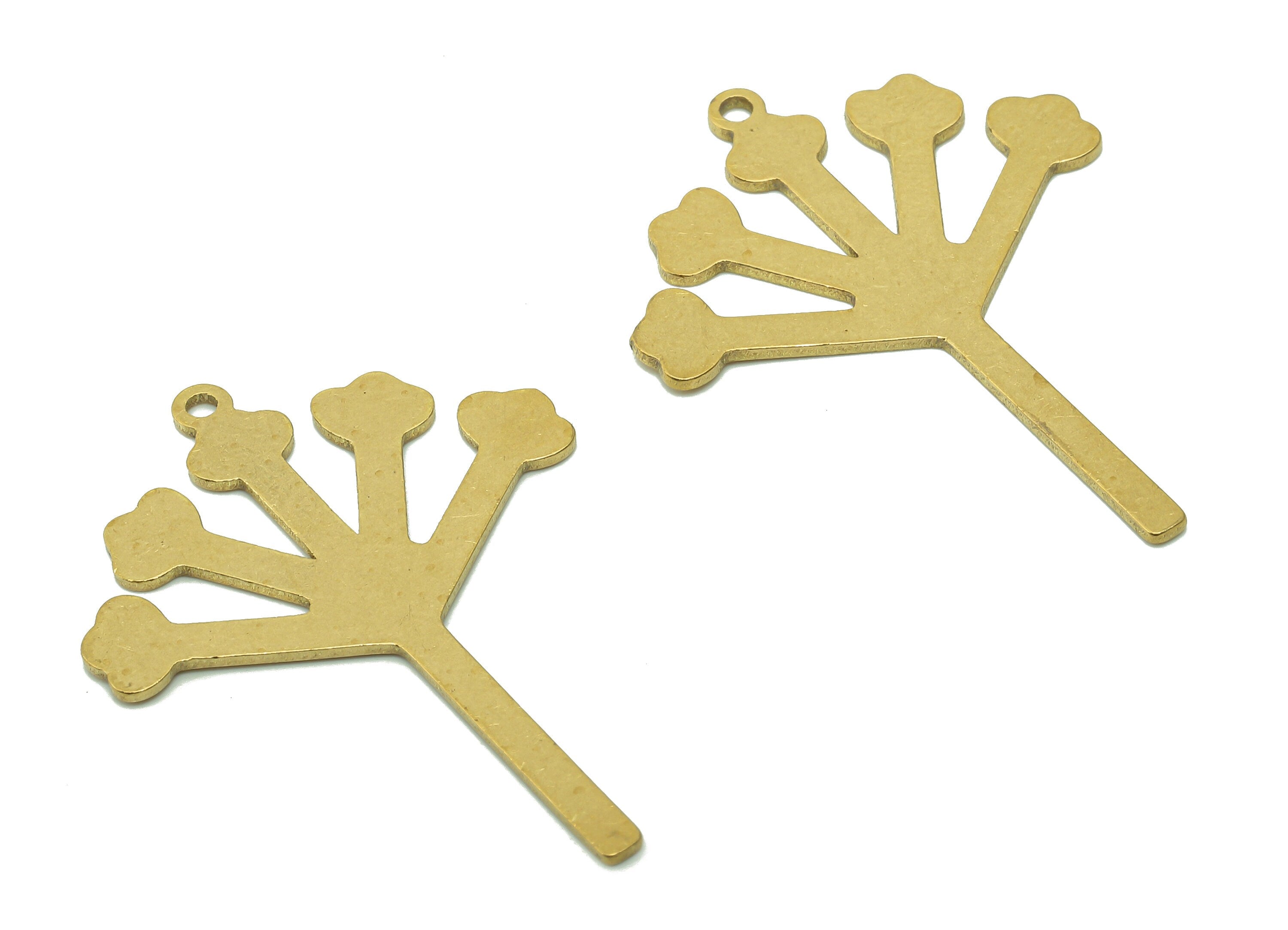 Brass Flower Earring Charms - Raw Brass Cutout Earring - Flower Pendant With Loop - Botanical Charm For Necklace - 35.7x26.3x0.8mm - PPA5640 - DOMEDBAZAAR