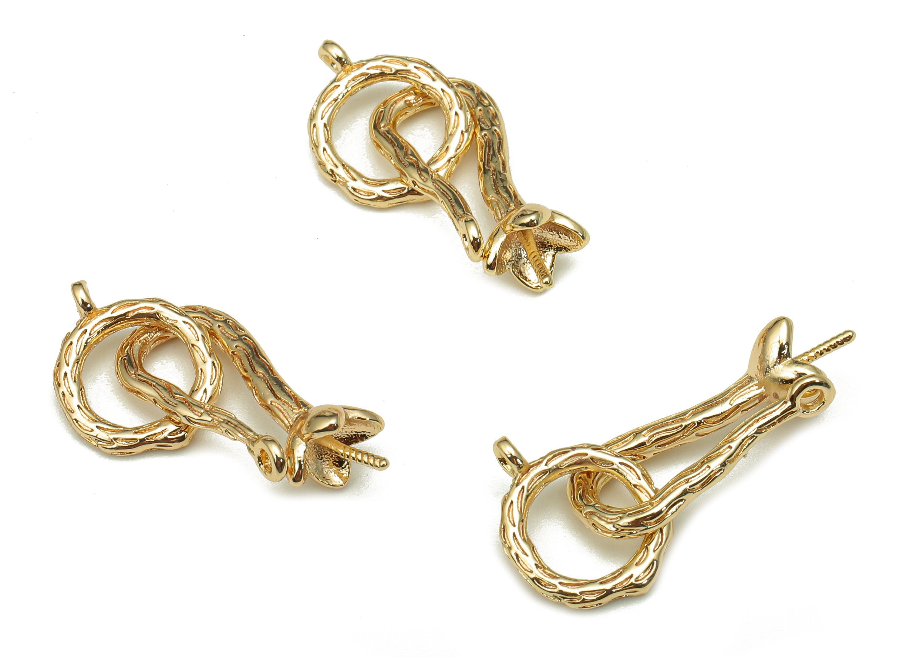 Brass Circle Bracelet Clasp - Connector - Brass Hook Clasp With Loop - Eye Clasp - 18K Real Gold Plating - 26.6x10.5x2.9mm - RGP5250 - DOMEDBAZAAR