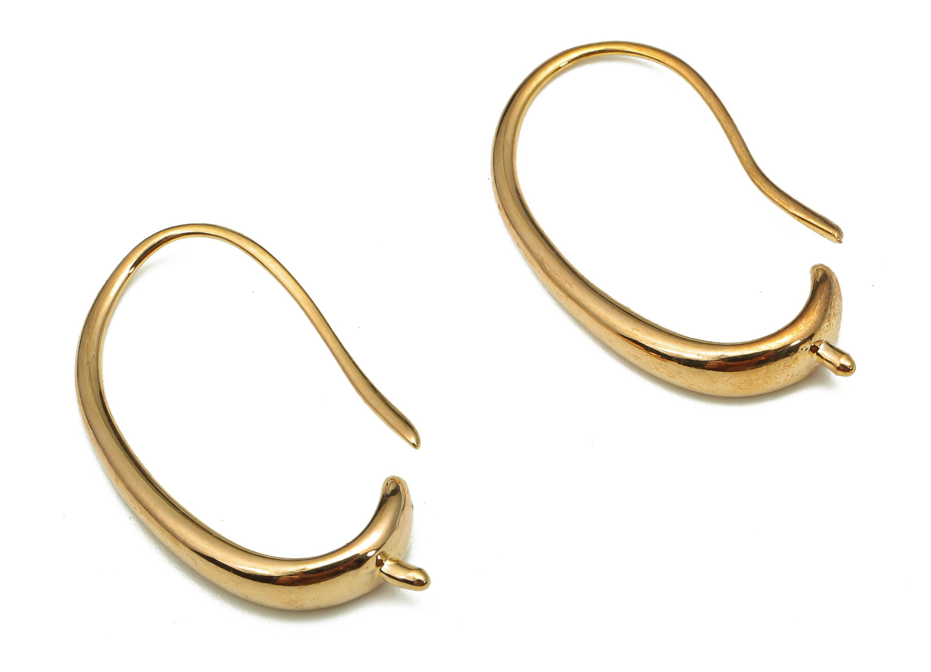 Brass Oval Earring Wire - Gold Oval Earring Hooks - 18K Real Gold Plating - For Pearl - Jewelry Making Supplies - 26.2x11.03x3.7mm - RGP5261 - DOMEDBAZAAR
