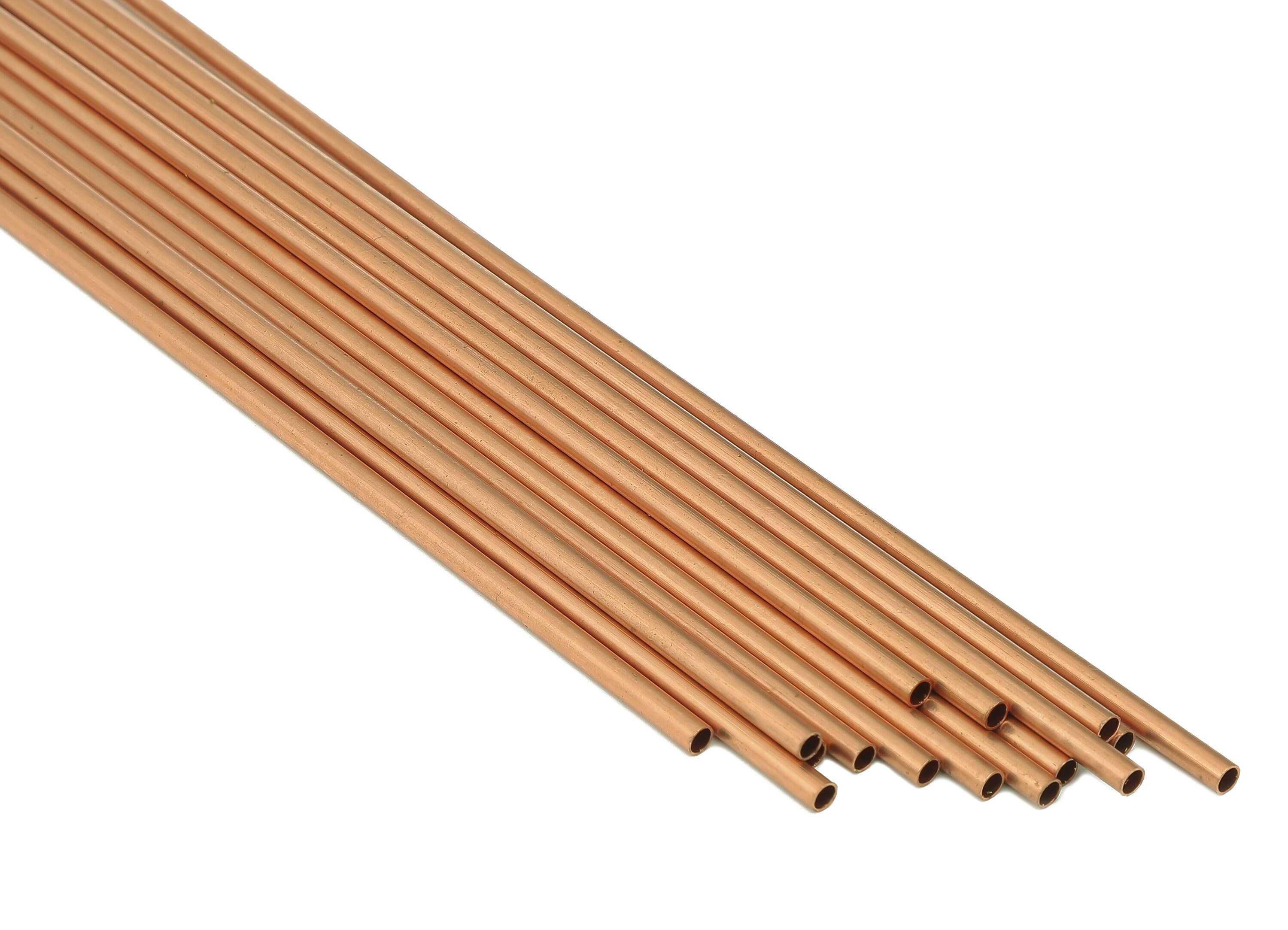 Copper Himmeli Tubes - Raw Copper Round Himmeli DIY Tube Beads - Circle Pipes for Geometric - For Air Plants - 3x0.2x170mm - PP8146-170 - DOMEDBAZAAR