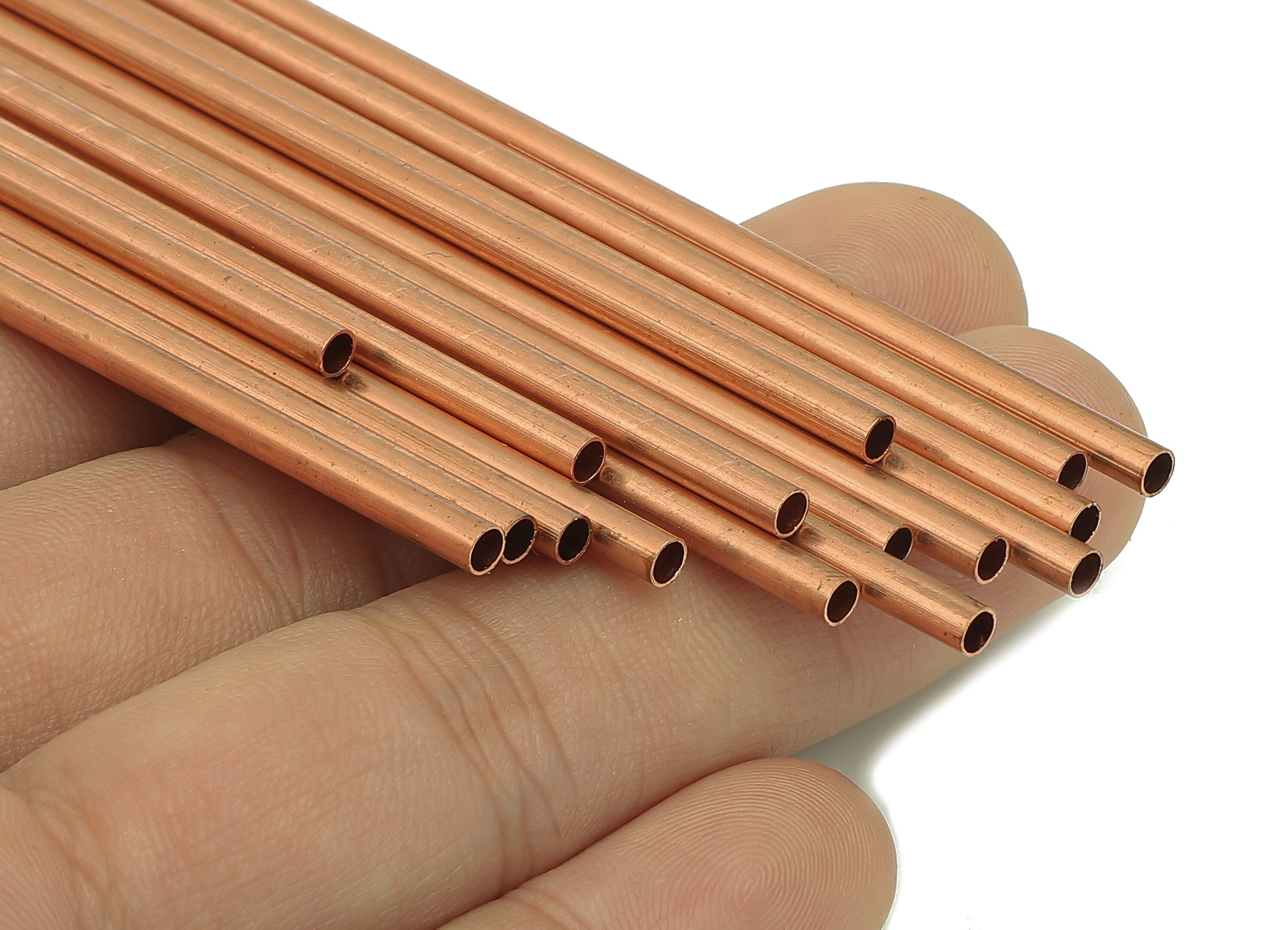Copper Himmeli Tubes - Raw Copper Round Himmeli DIY Tube Beads - Circle Pipes for Geometric - For Air Plants - 3x0.2x250mm - PP8146-250 - DOMEDBAZAAR