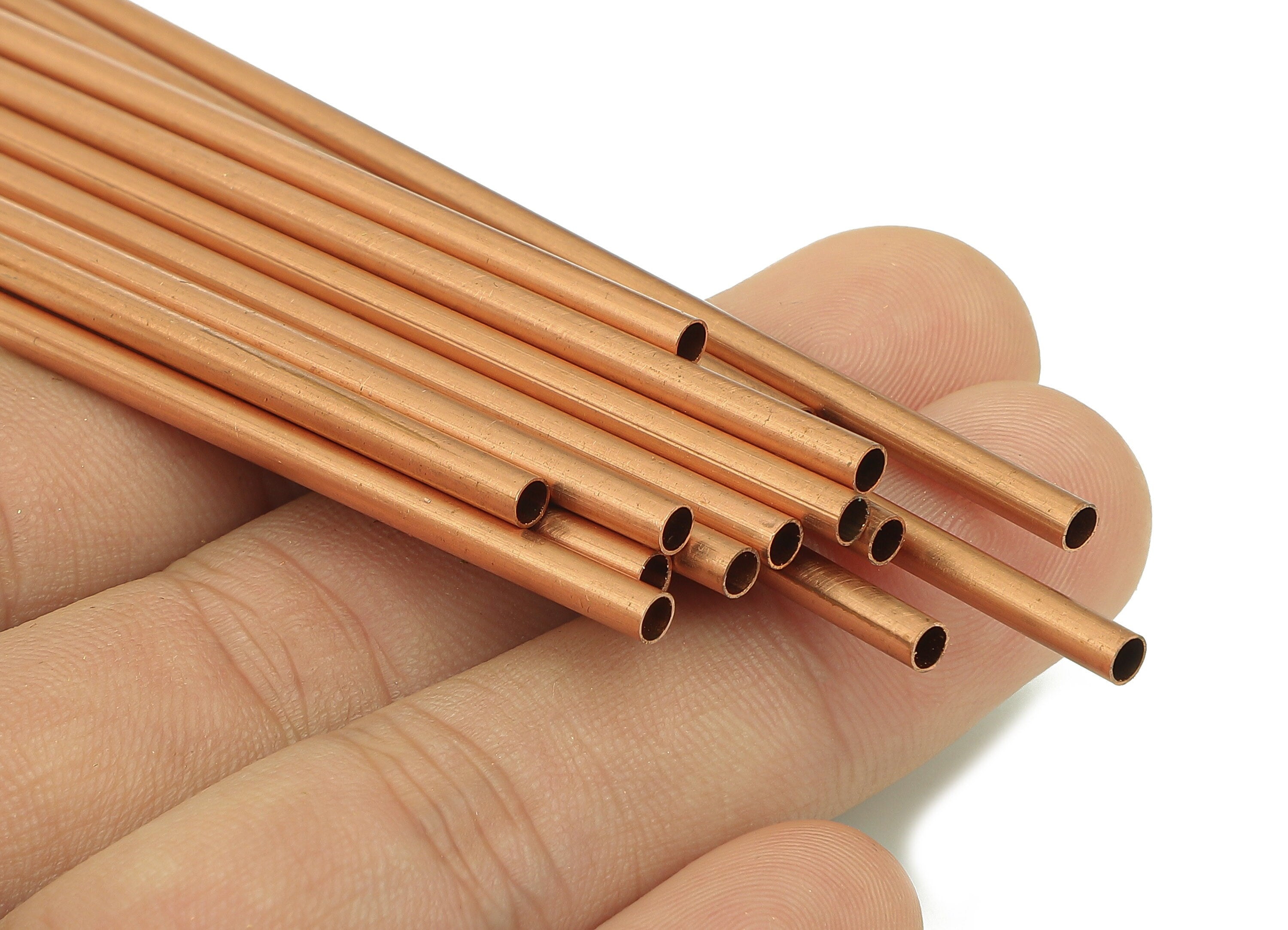 Copper Himmeli Tubes - Raw Copper Round Himmeli DIY Tube Beads - Circle Pipes for Geometric - For Air Plants - 3x0.2x300mm - PP8146-300 - DOMEDBAZAAR