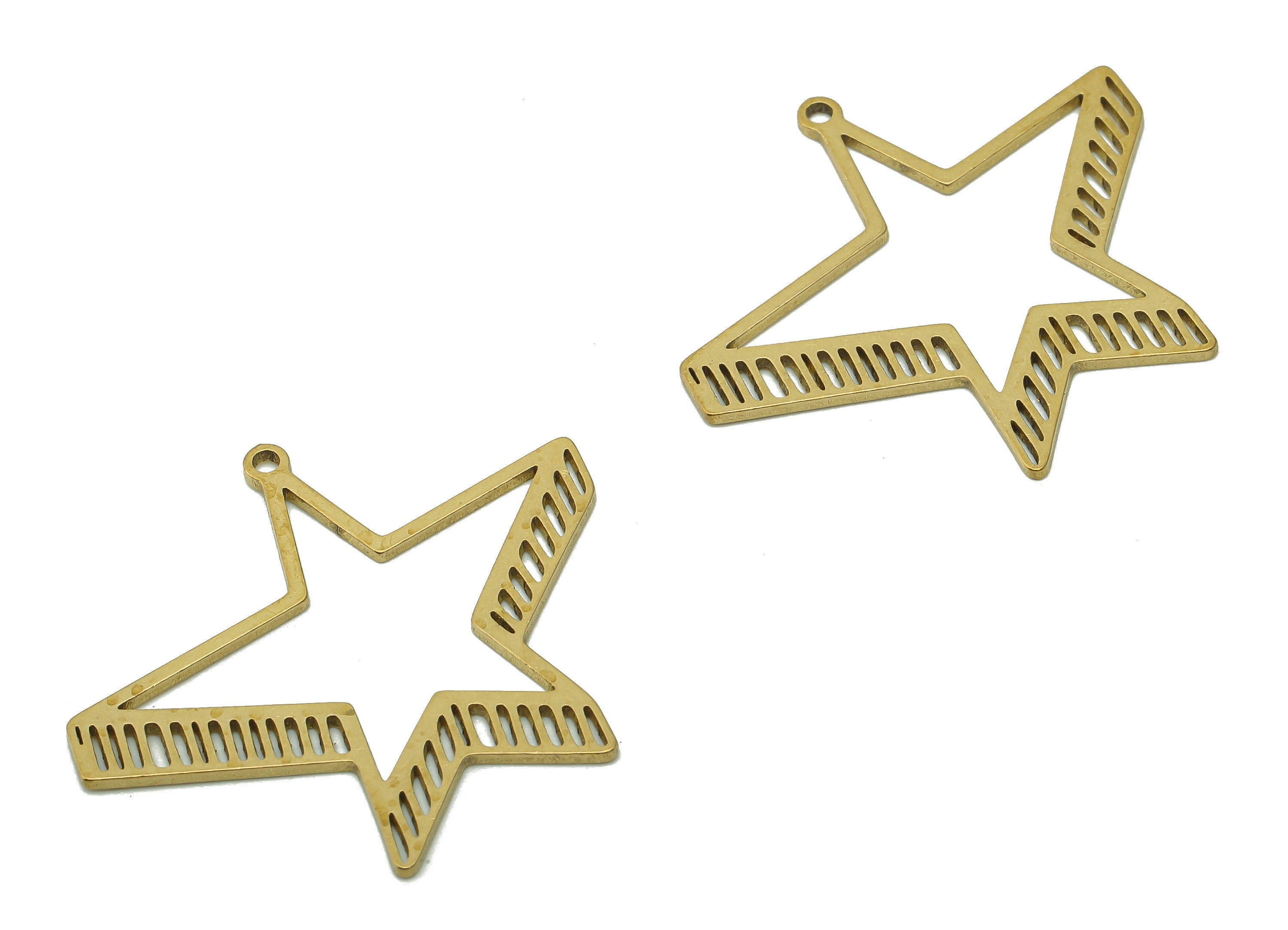 Brass Five-pointed Star Earring Charm - Raw Brass Cutout Earring - Star Pendant With Loop - Charm For Necklace - 35.7x30.8x0.9mm - PPA5792 - DOMEDBAZAAR