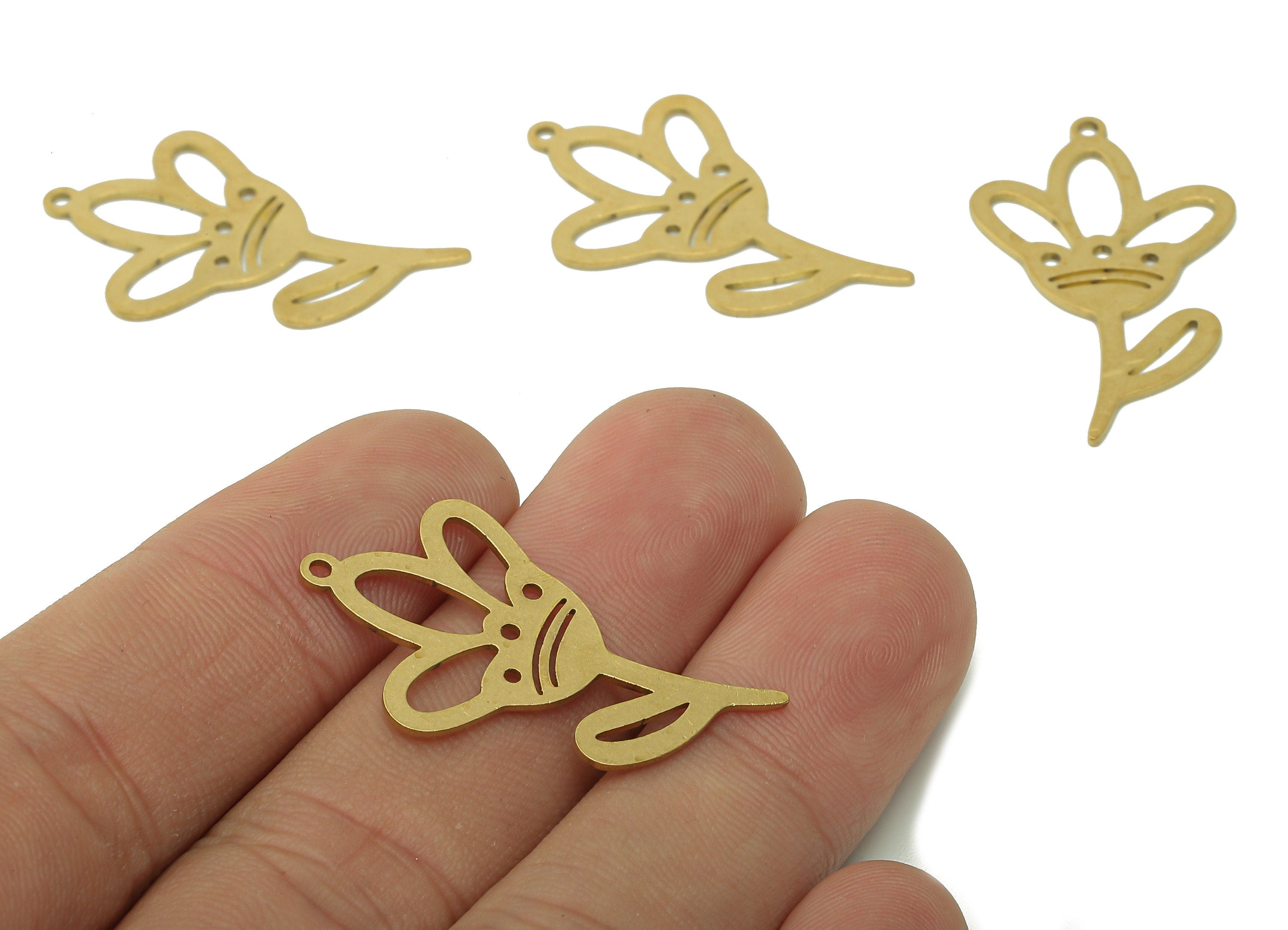 Brass Crown Flower Earring Charms - Raw Brass Hollow Earring - Pendant With Loop - Botanical Charm For Necklace - 33.8x19.9x0.7mm - PPA5829 - DOMEDBAZAAR