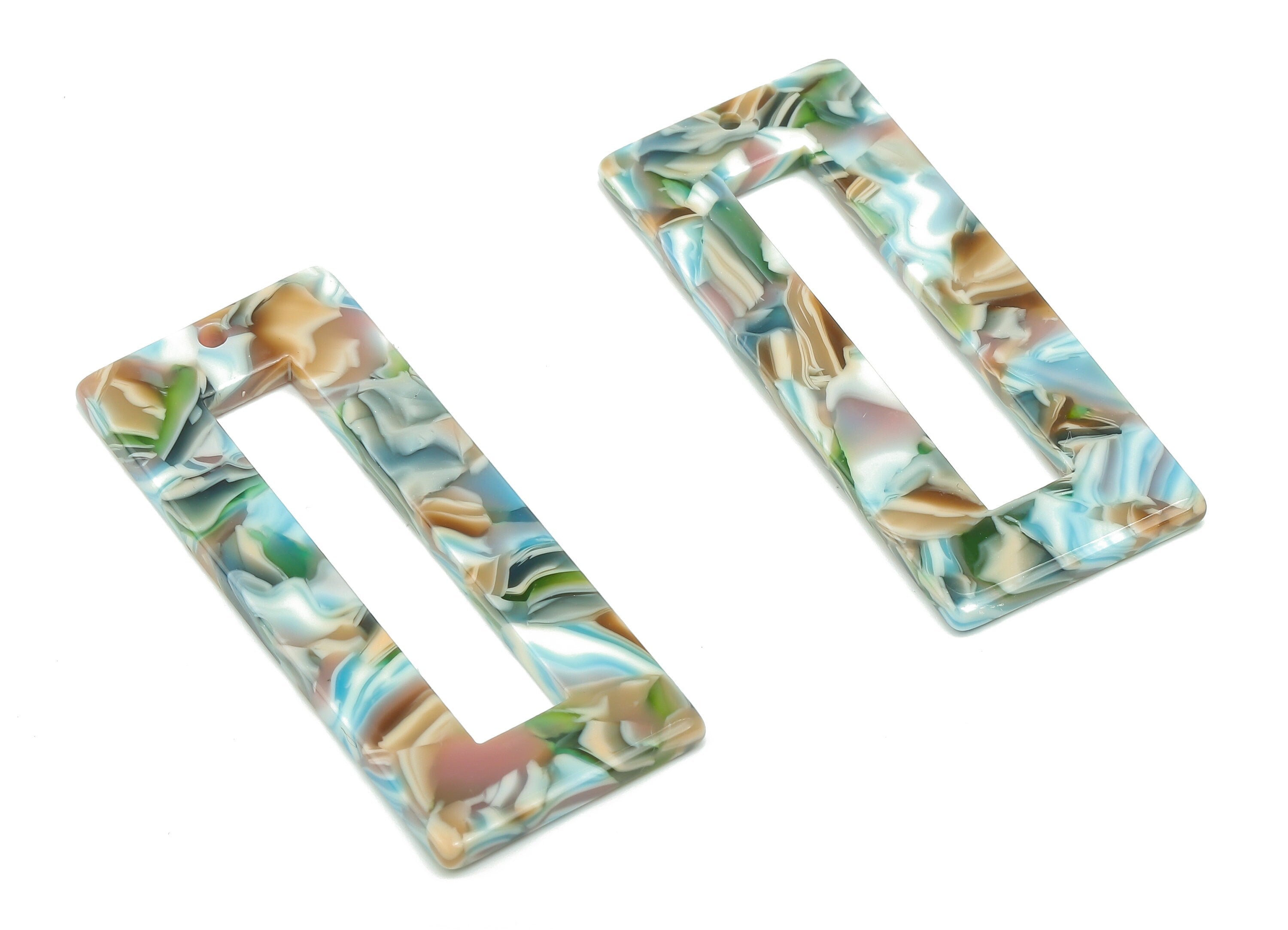 Acetate Rectangle Charms - Rectangle Pendant - Earring Findings - Jewelry Supplies - Color Code: A240 - 47.13x19.51x2.74mm - AC1025-A240 - DOMEDBAZAAR