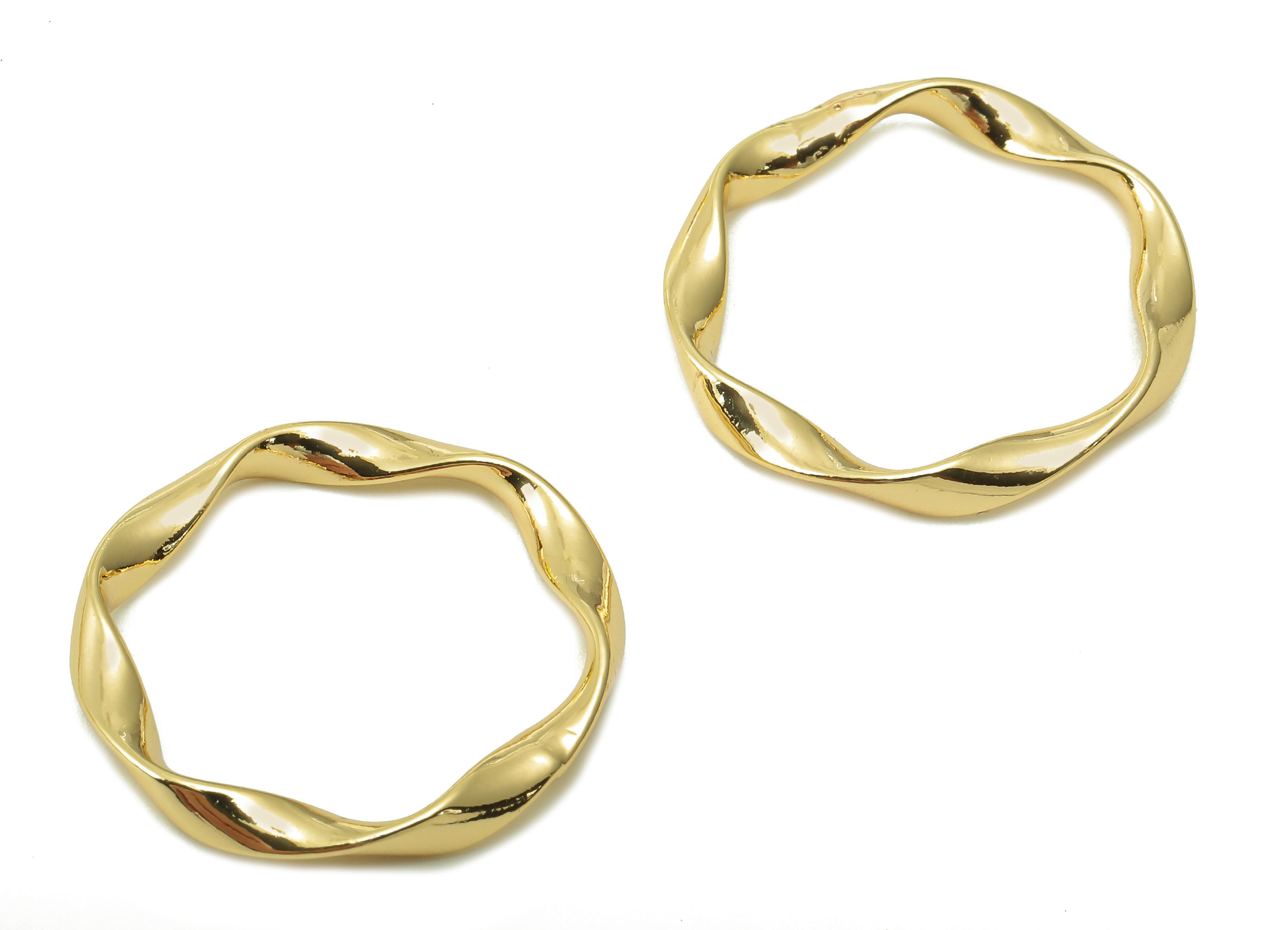 Brass Wavy Hoop Ring - Gold Geometry Curved Ring - Gold Twisted Flower Hoop - 18K Real Gold Plated Brass - 24.8x24.8x1.5mm - RGP5394 - DOMEDBAZAAR