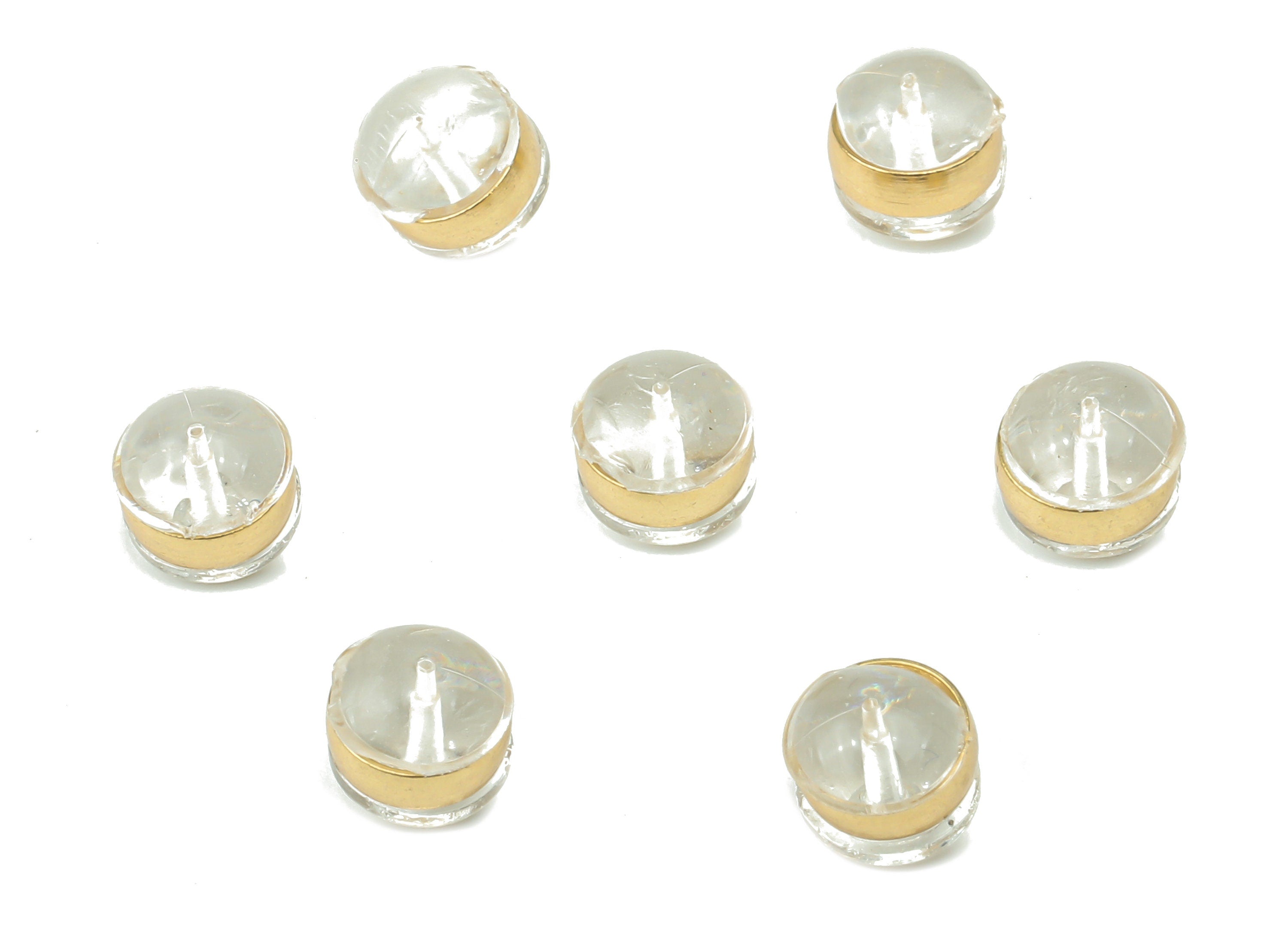 Silicone Earring Stopper Nuts - Rubber Hamburger Earring Back - 304 Stainless Steel - Gold Tone Plating - 5.6x5.6x4.6mm - ES1015 - DOMEDBAZAAR