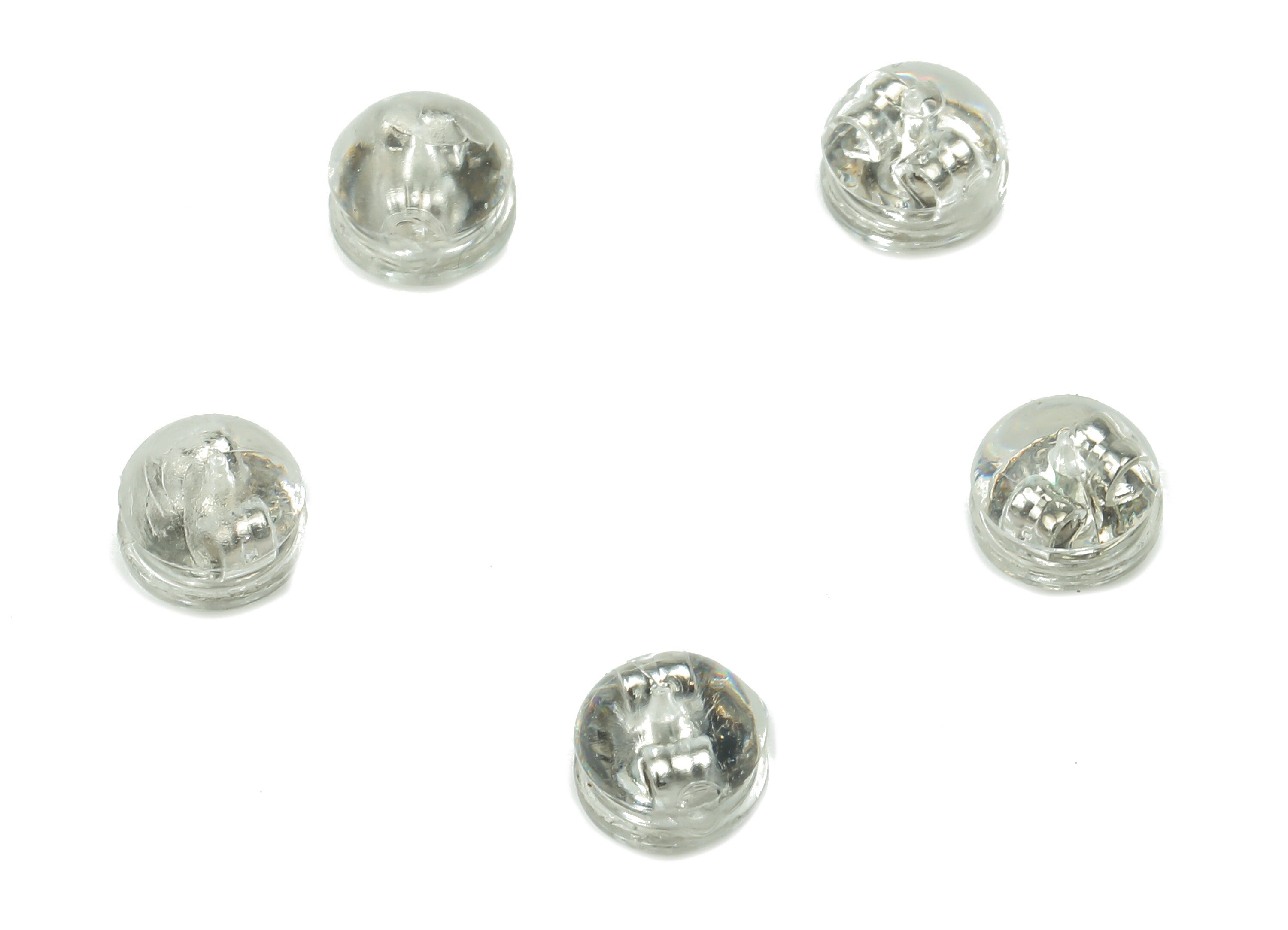 Silicone Earring Stopper Nuts - Clear Rubber Earring Findings - Hamburger Earring Back - 304 Stainless Steel - 5.3x5.3x4.2mm - ES1019 - DOMEDBAZAAR
