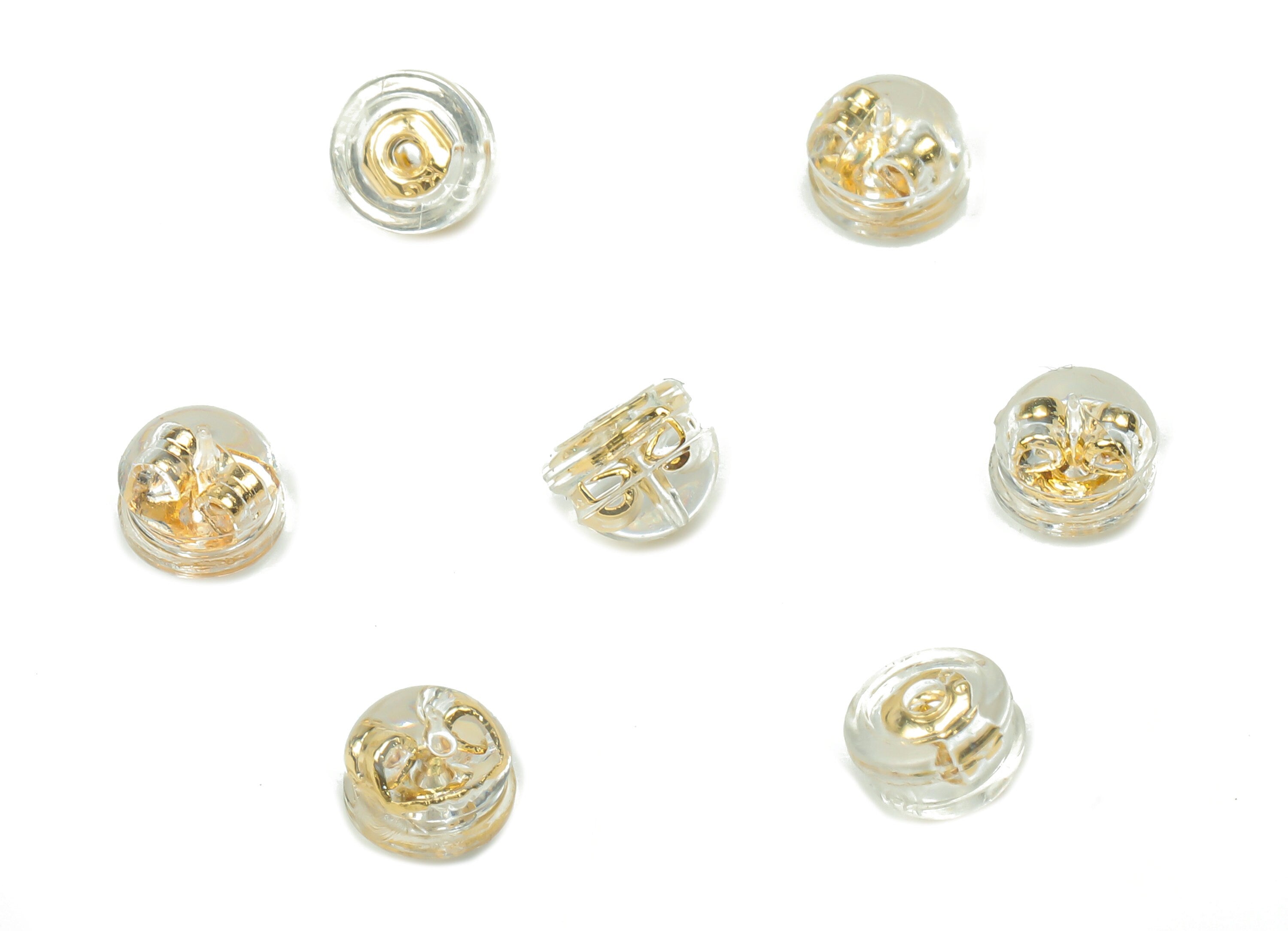 Silicone Earring Stopper Nuts - Rubber Hamburger Earring Back - 304 Stainless Steel - Gold Tone Plating - 5.2x5.2x4mm - ES1021 - DOMEDBAZAAR