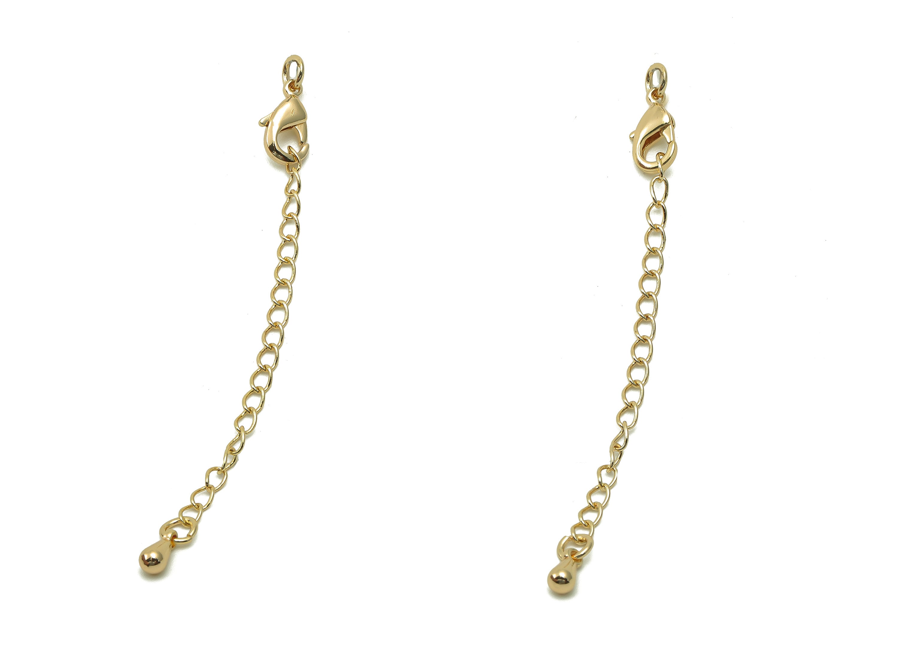 Brass Drop Curb Chain Clasp - Gold Teardrop Connector - Parrot Clasp - Lobster Claw Clasps - 18K Real Gold Plating - 66x2.9x1.5mm - RGP5427B - DOMEDBAZAAR