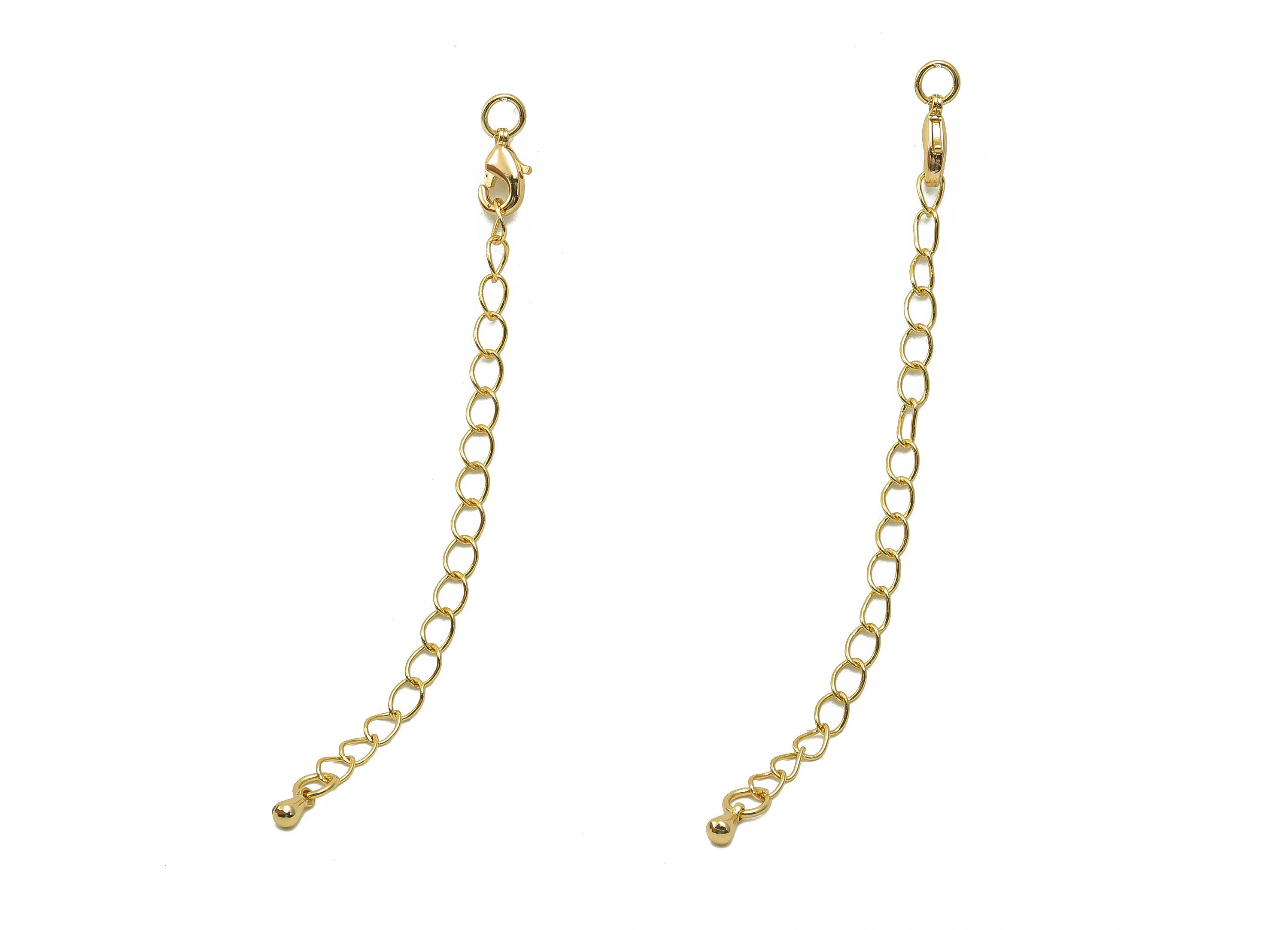 Brass Drop Curb Chain Clasp - Gold Teardrop Connector - Parrot Clasp - Lobster Claw Clasps - 18K Real Gold Plating - 89x5.4x1.8mm - RGP5427C - DOMEDBAZAAR