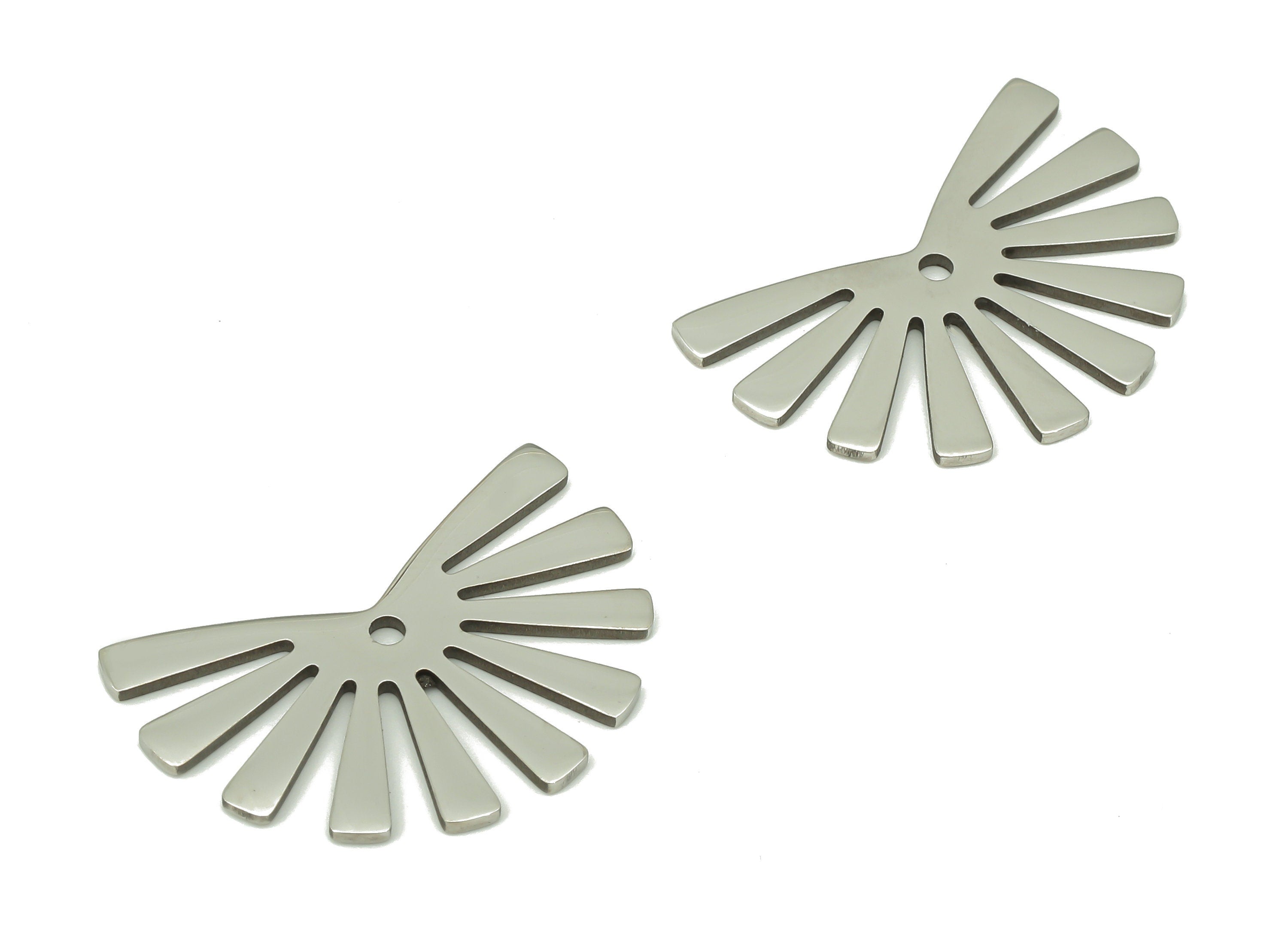 Fringe Fan Earring Charms - Fringe Pendant - 316 Stainless Steel - Fringe Fan Charm - Earring Findings - 24.9x17x0.9mm - SS1383 - DOMEDBAZAAR