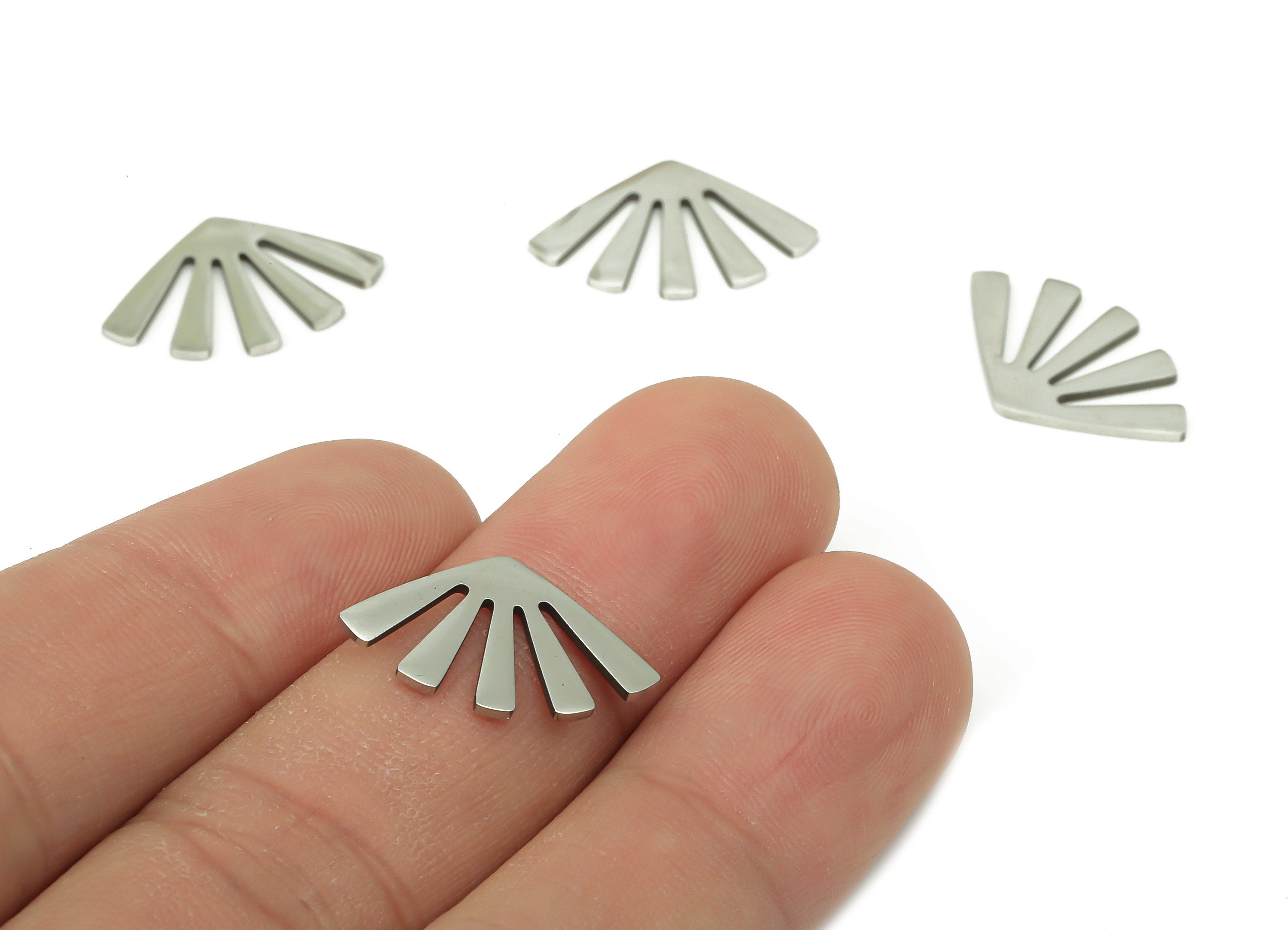 Fringe Fan Earring Charms - Fringe Earring - 316 Stainless Steel - Fringe Fan Charm - Earring Findings - 19.8x12.5x0.8mm - SS1384 - DOMEDBAZAAR
