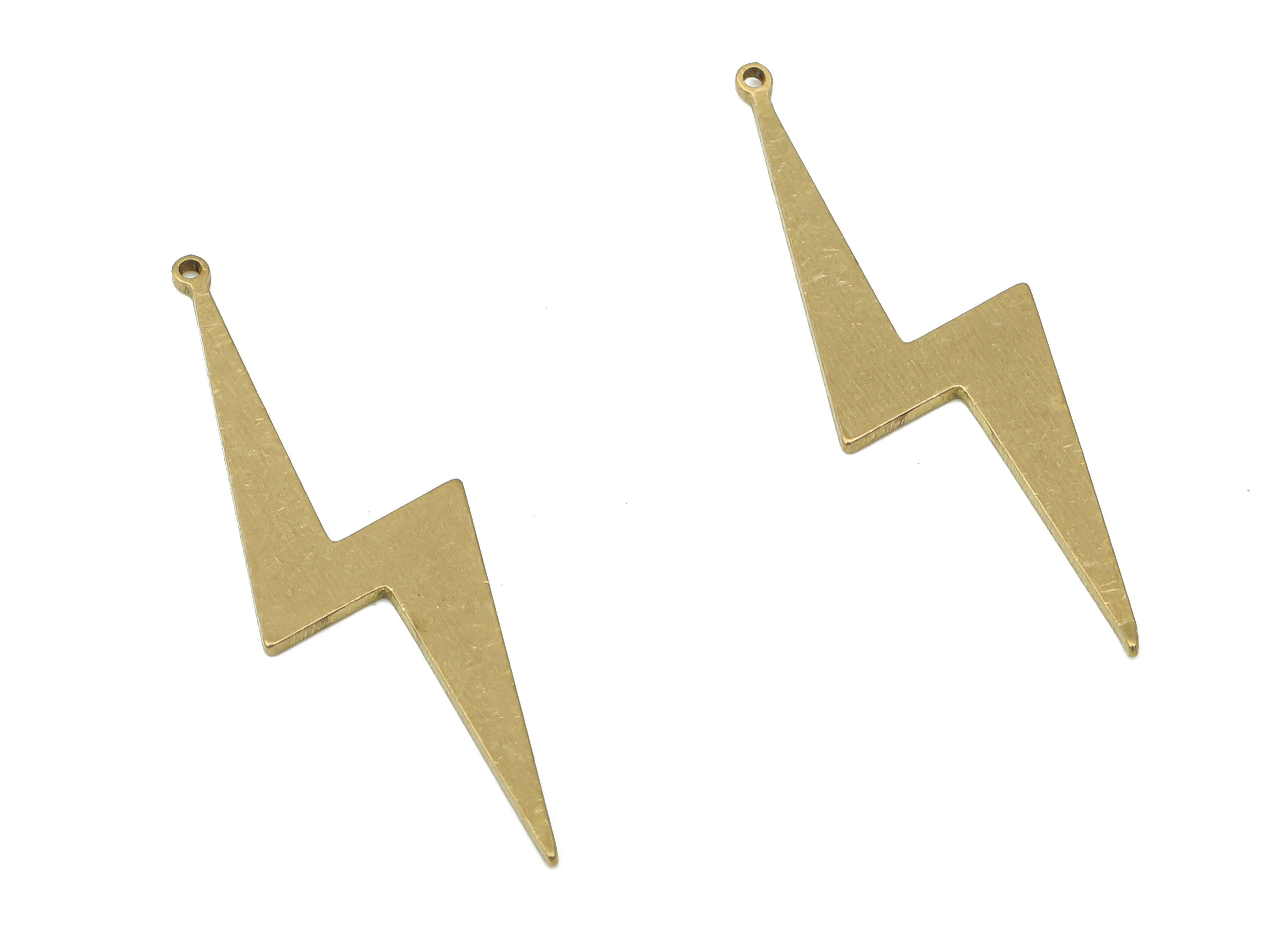 Brass Lightning Earring Charm - Raw Brass Pendant With Loop - Lightning Dangle Charm - Flash Charm For Necklace - 35.1x9.5x0.7mm - PPA3743 - DOMEDBAZAAR