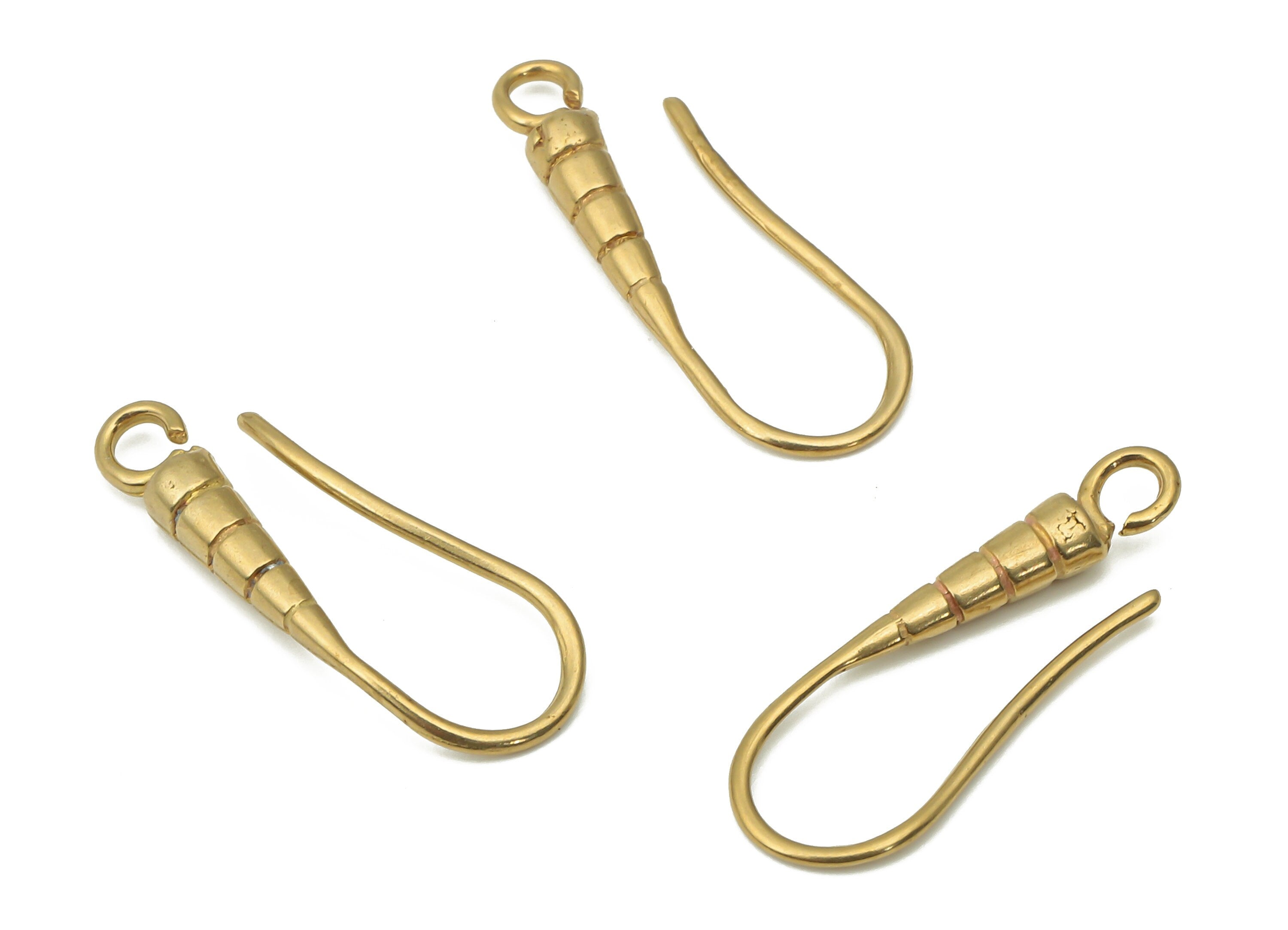 Brass Earrings Wires - Raw Brass Earrings Hooks With Loop - Earring Textured Hook Findings - Earring Wires - 21x7.3x2.5mm - PP7398 - DOMEDBAZAAR