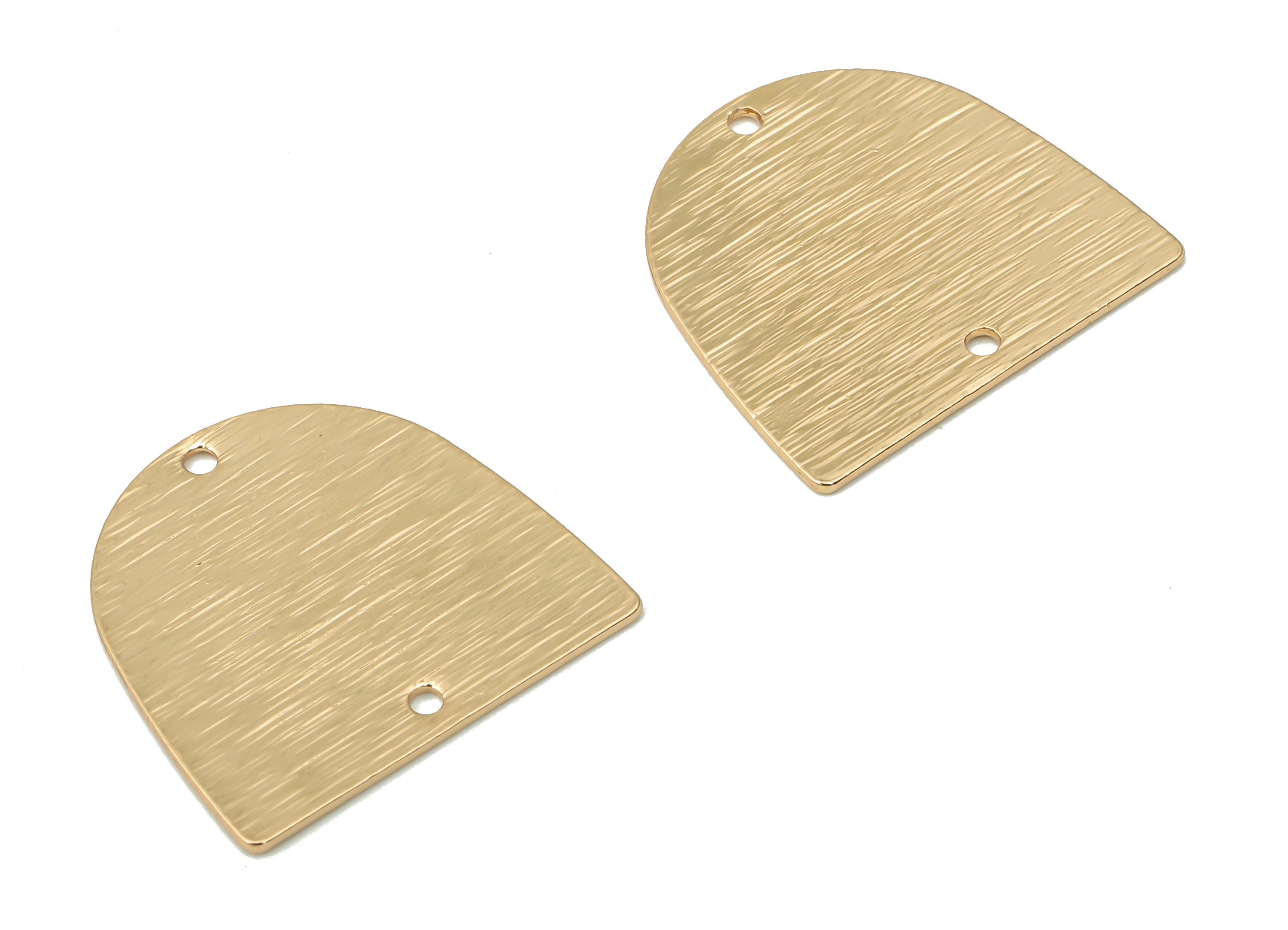 Brass Textured Domed Connectors - Brass Domed D Earring - Charm With 2 Holes - KC Gold Tone Plated Brass - 17.22x16.2x0.6mm - PP3047G - DOMEDBAZAAR