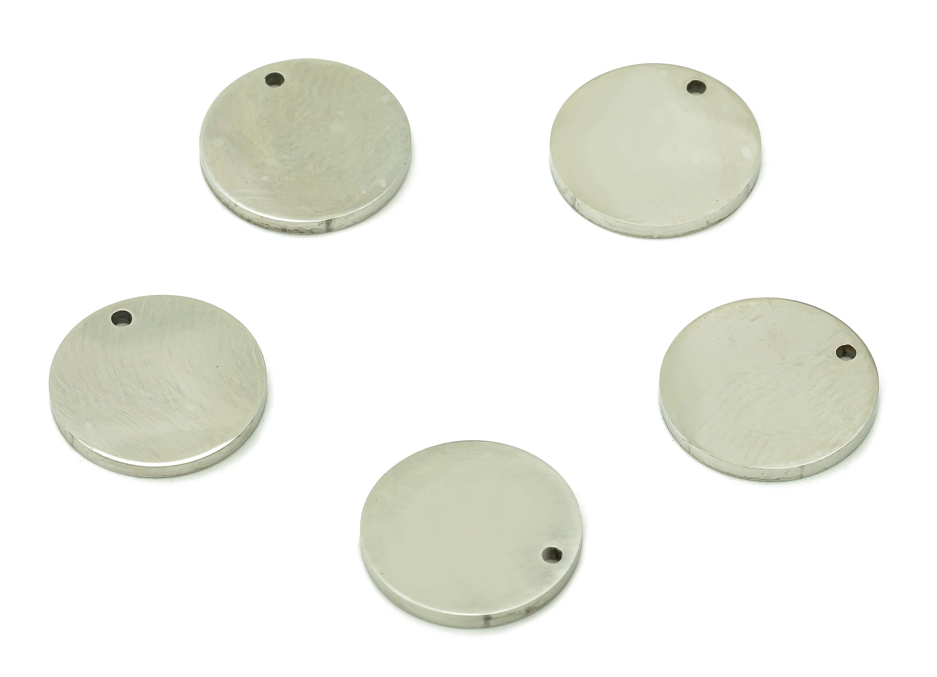 Steel Round Earring Charms - Circle Pendant - 216 Stainless Steel - 18K Real Gold Plating Charm - 11.8x11.8x1.1mm - SS1416 - DOMEDBAZAAR