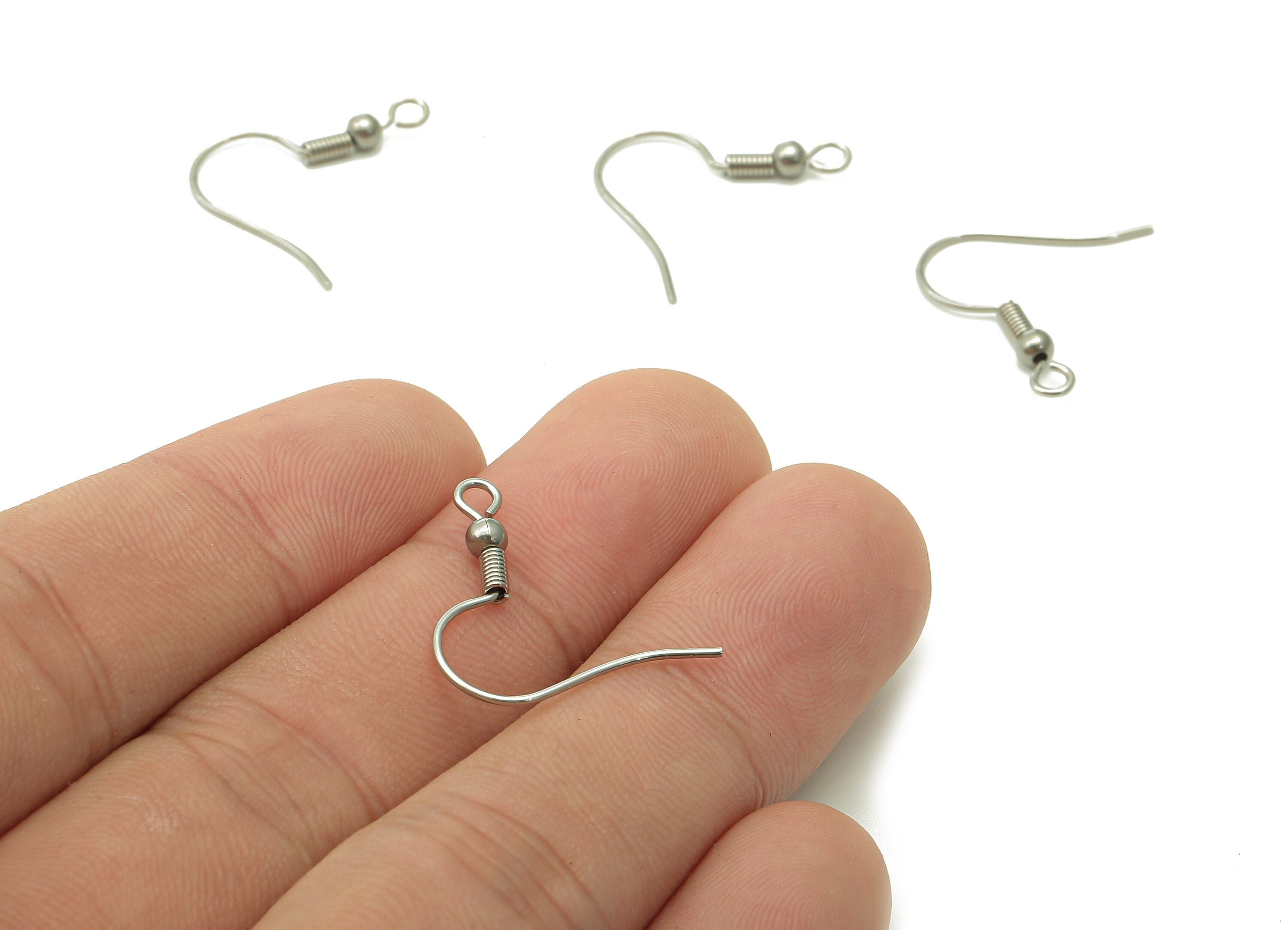 Stainless Steel Earring Hook - 0.7X19 Stainless Steel Earring Wires - Earring Findings - 316 Stainless Steel - 22.24x19.14x2.92mm - SS1408 - DOMEDBAZAAR