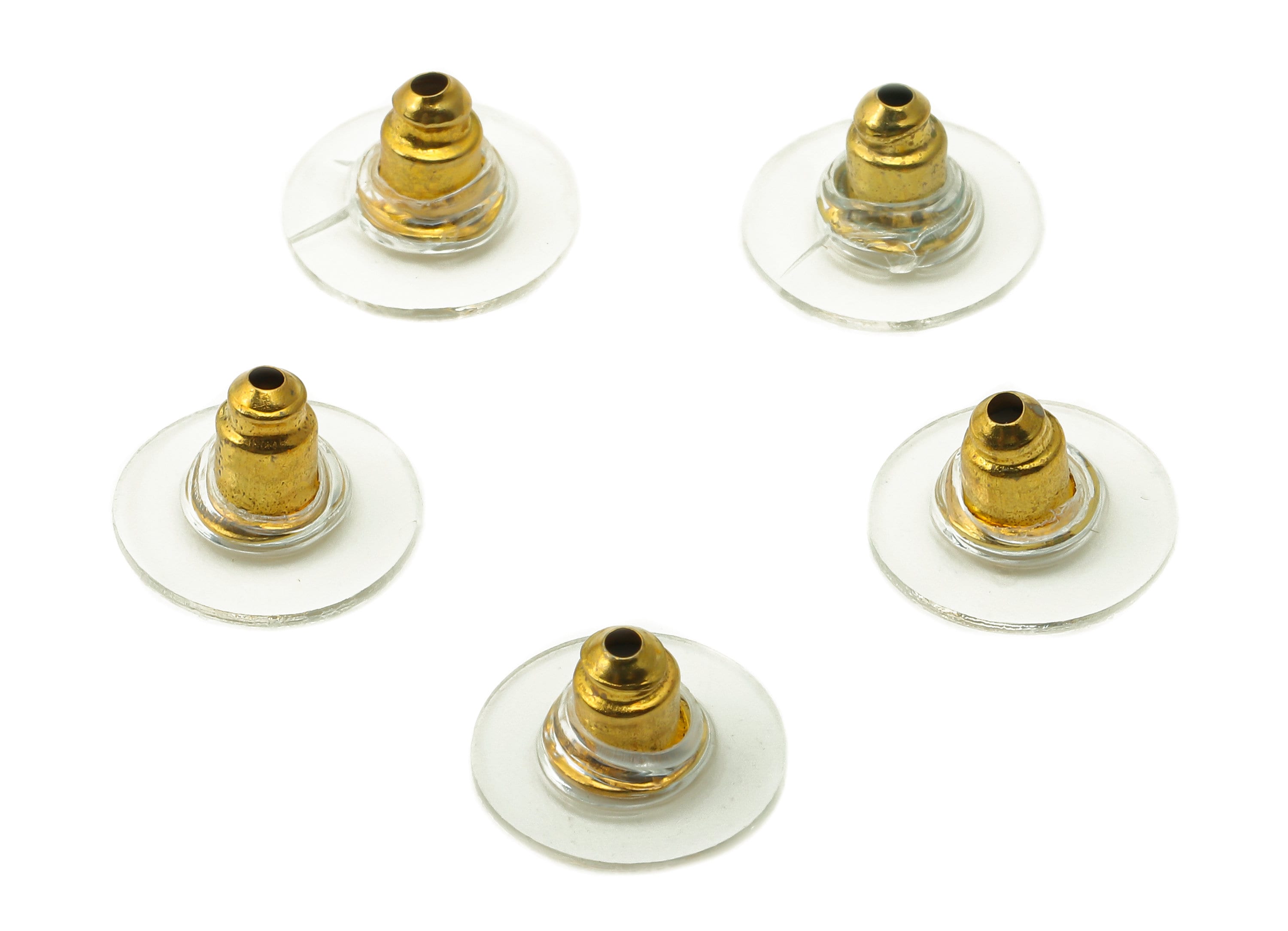 Earring Backs with Pads - Disc Earring Stopper - Ear Nuts & Backs - Rubber Earring Stopper - Gold Tone Plated Iron - 11.95x6.81mm - ES1009B - DOMEDBAZAAR