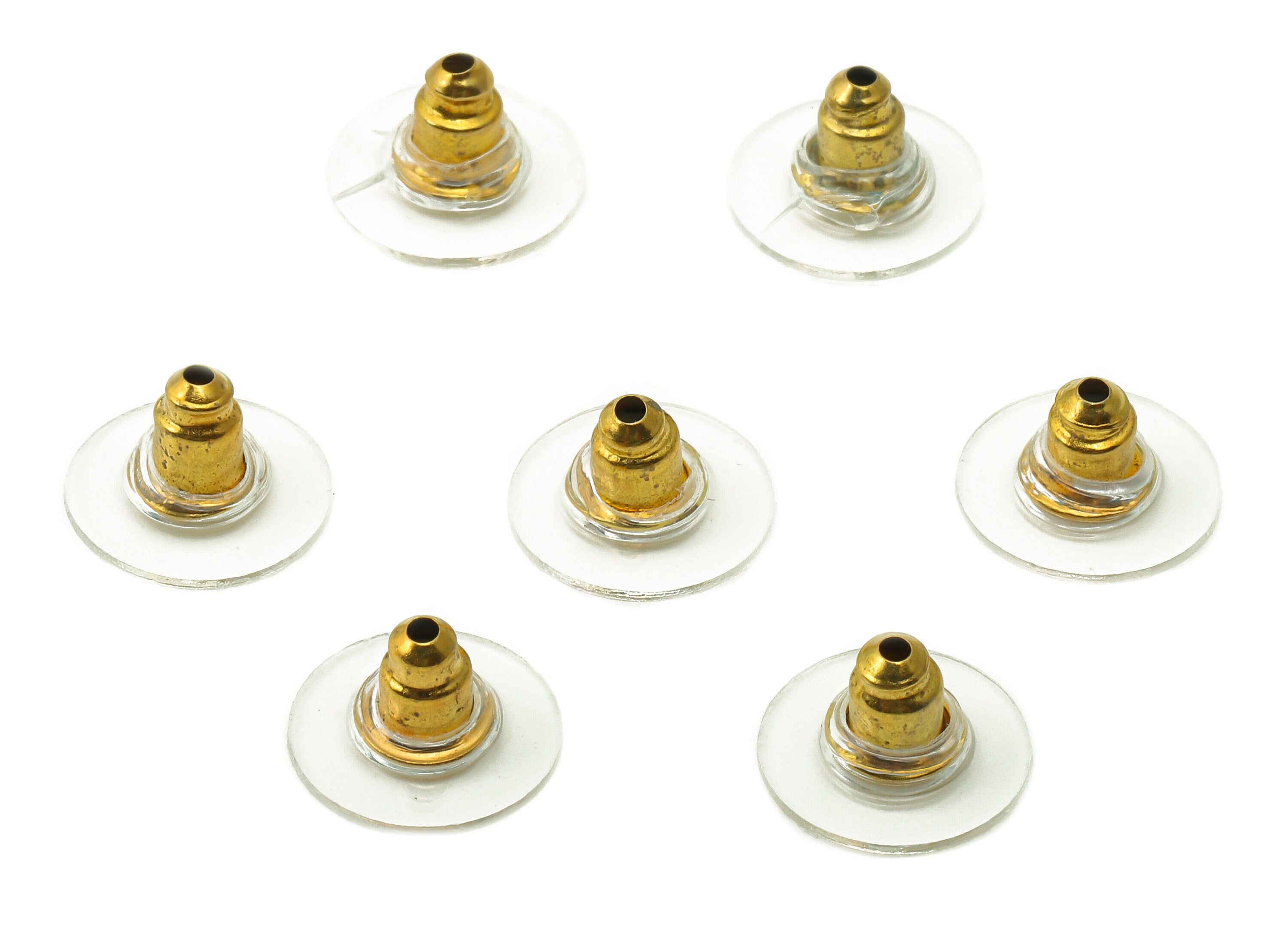 Earring Backs with Pads - Disc Earring Stopper - Ear Nuts & Backs - Rubber Earring Stopper - Gold Tone Plated Iron - 11.95x6.81mm - ES1009B - DOMEDBAZAAR