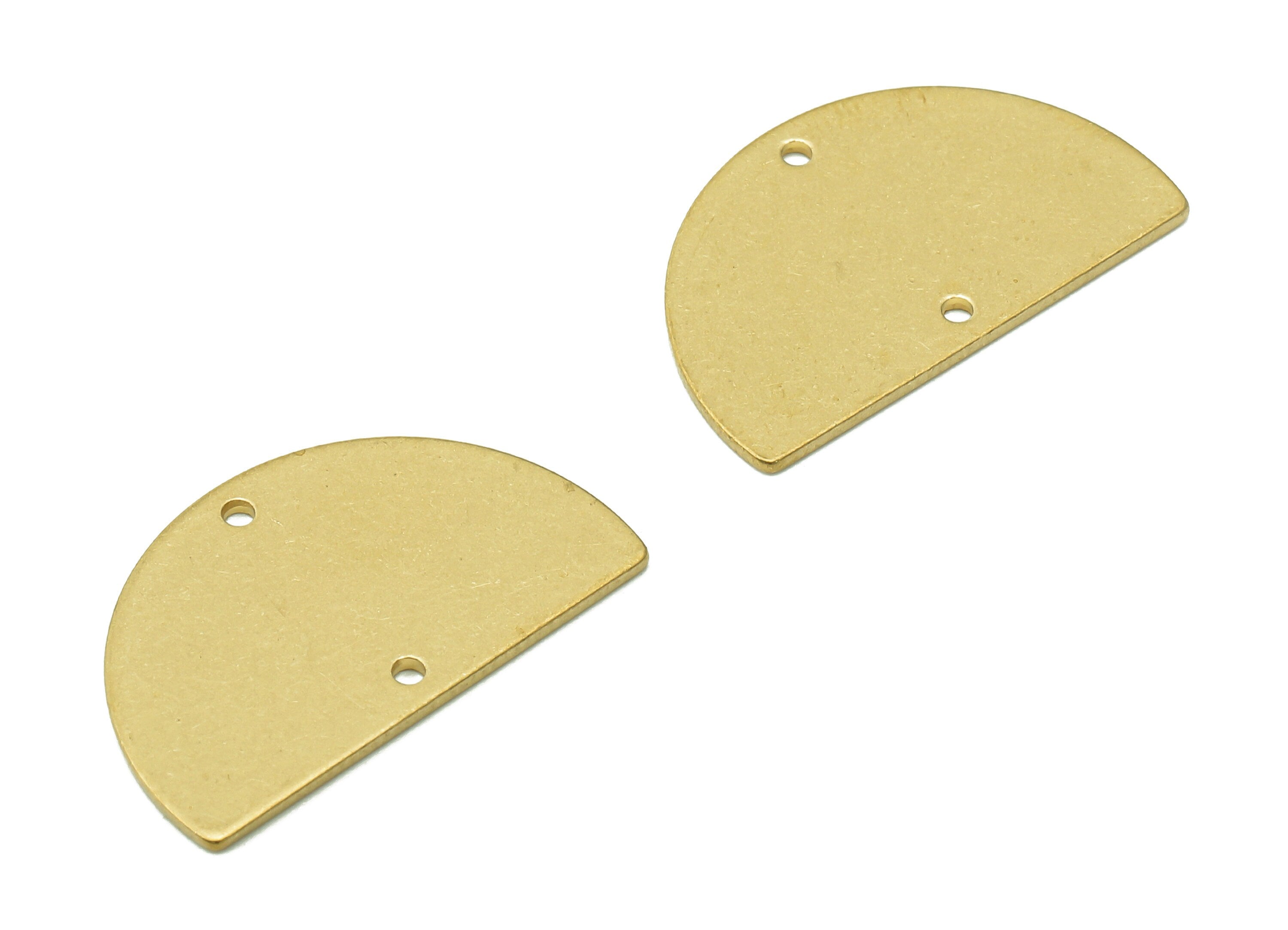 Brass Half Round Earring Connectors - Raw Brass Semicircle Connector - Semicircle Earring Charms - Stamping Blank - 21.4x12.9x0.8mm - PP8078 - DOMEDBAZAAR