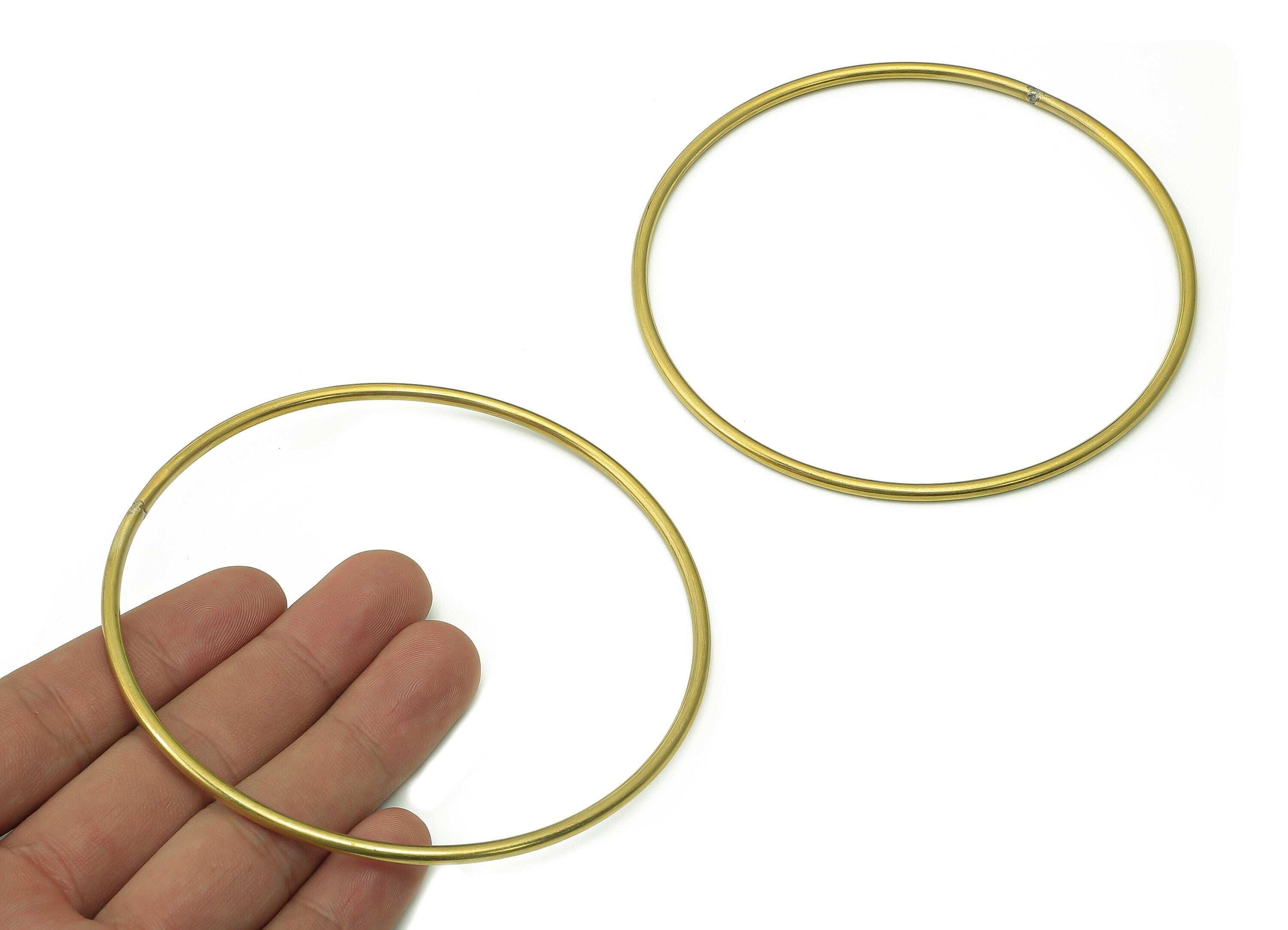 Circle Macrame Ring - Raw Brass Curved Himmeli Tube - Round Hanging Decor - Hoop Wire Ring Hanging Metalart - Wall Art 3x100mm - PP7988-100 - DOMEDBAZAAR