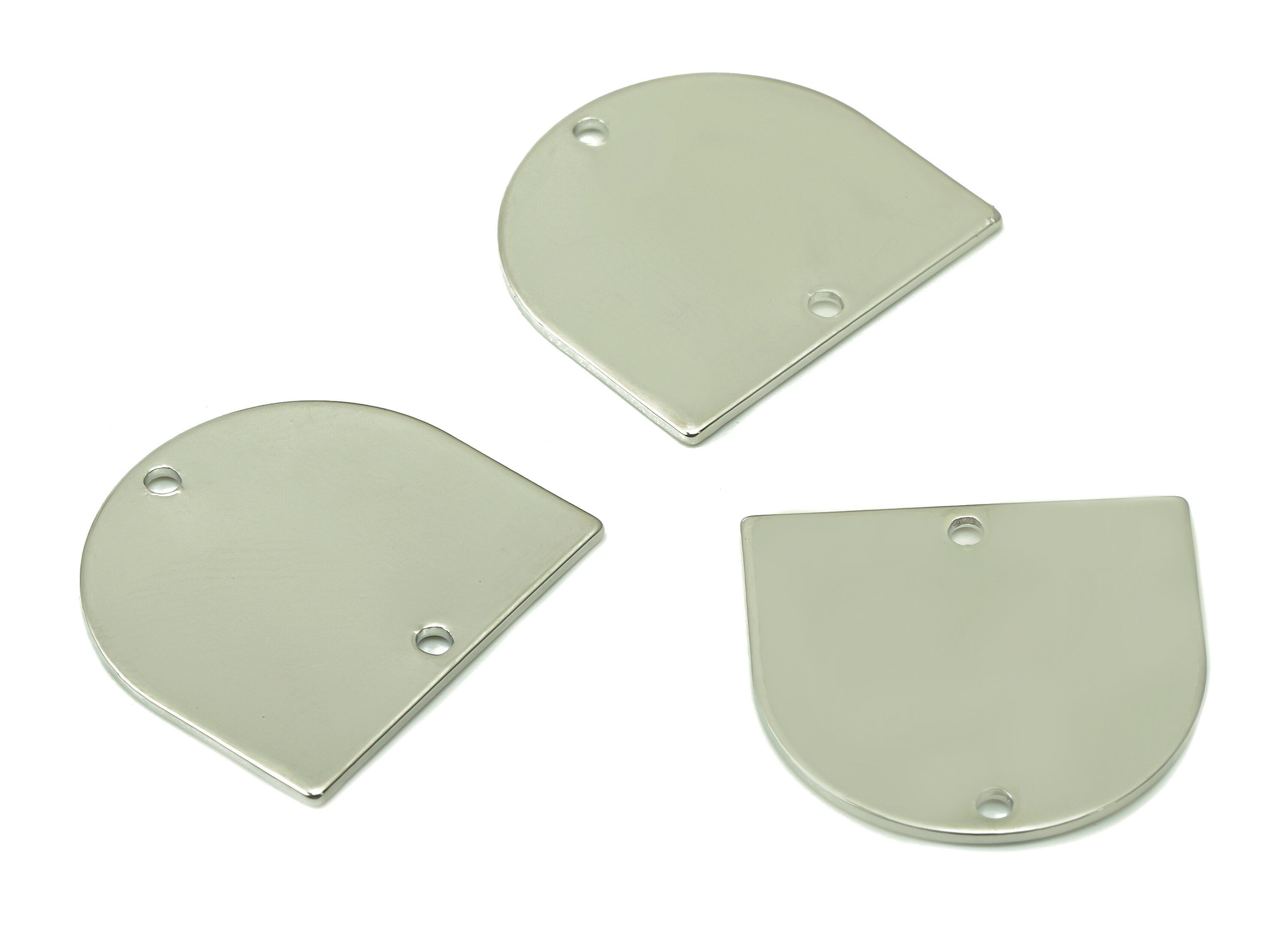 Brass Domed Earring Connector - White Gold Domed Earring - Pendant With 2 Holes - 18K Real White Gold Plating - 17.22x16.3x0.8mm - RGP5340S - DOMEDBAZAAR