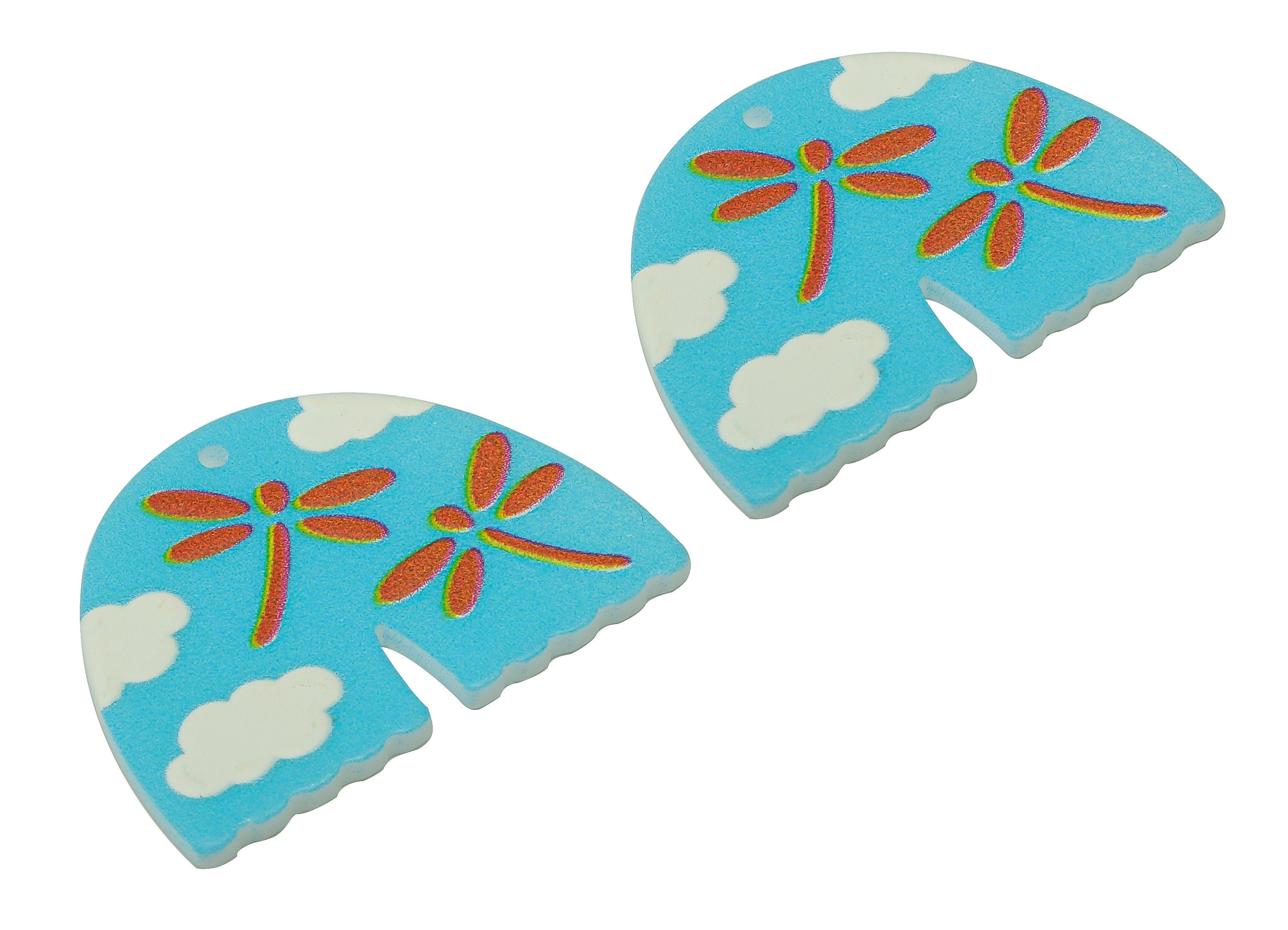 Acrylic Rainbow Landscape Pendant - Acrylic Blue Rainbow Earring - Dragonfly Cloud Earring Charm - 38.72x28.56x2.31mm - AC2525B - DOMEDBAZAAR