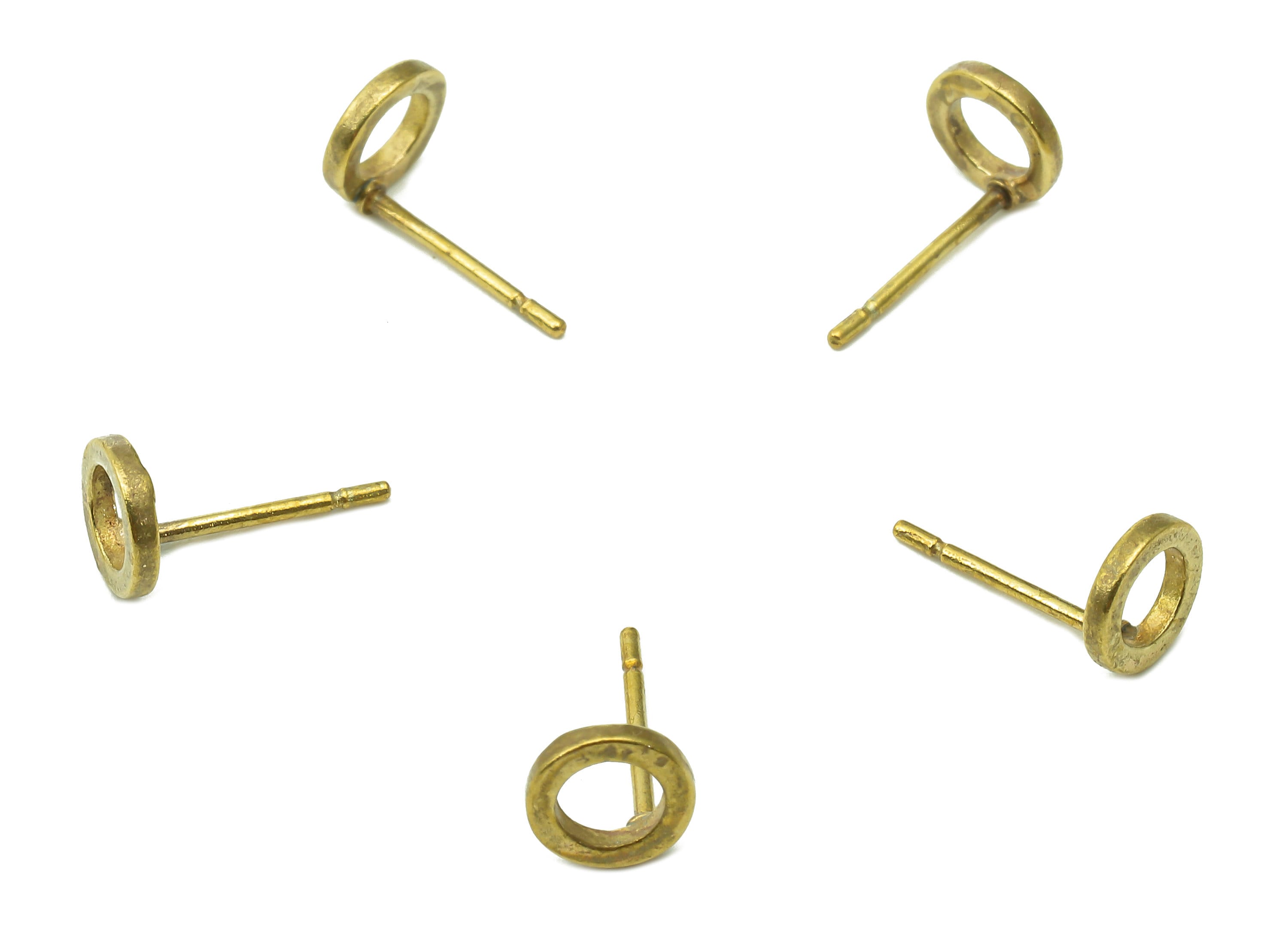 Brass Mini Round Earrings Stud - Raw Brass Mini Circle Earring Post - Circle Hoop Stud Earring - Brass Stud - 5.9x5.9x1mm - PP8050 - DOMEDBAZAAR