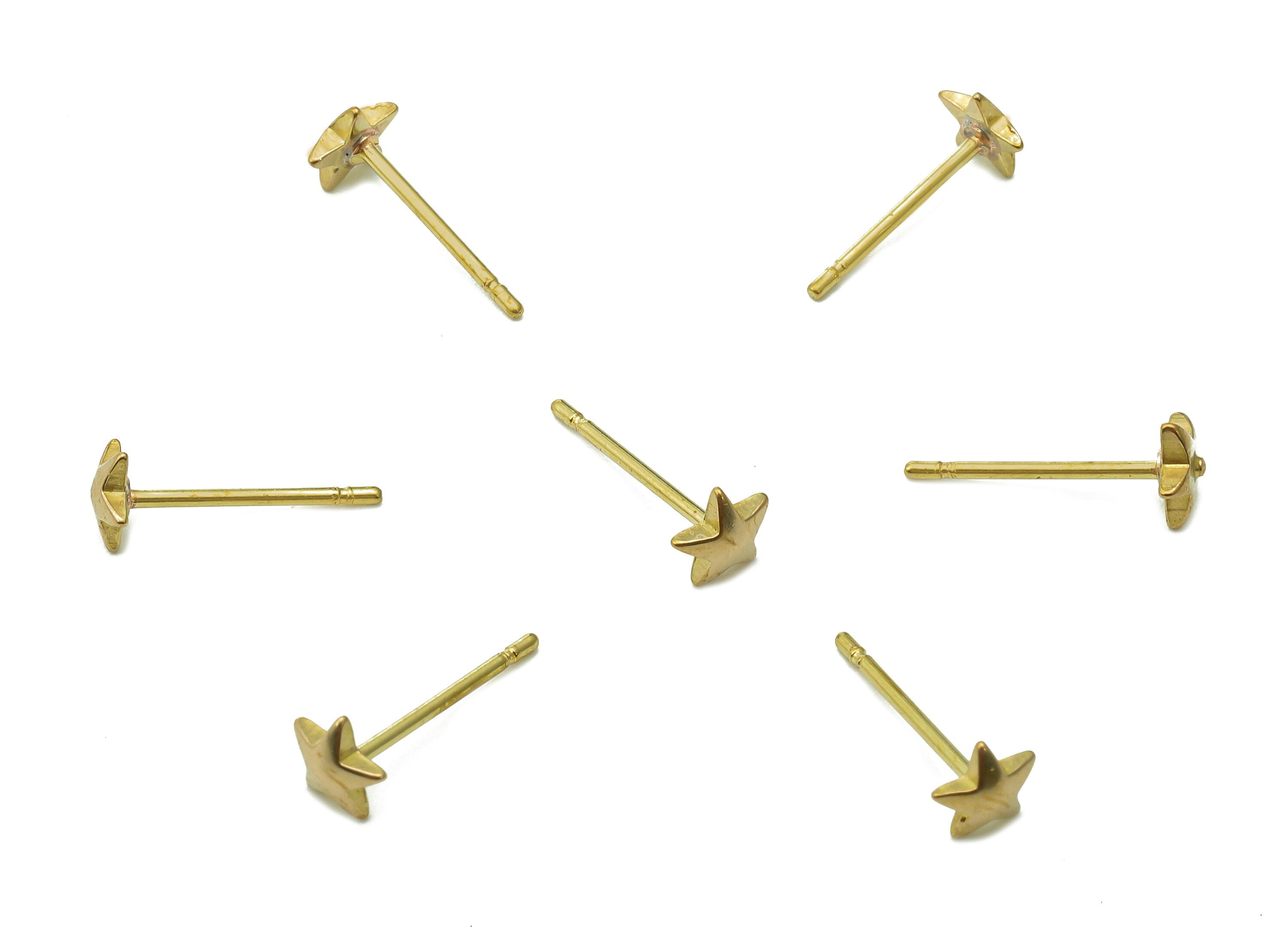 Brass Five-Pointed Star Earrings Stud - Raw Brass Star Earring Post - Mini Star Stud Earring - Brass Stud - 5x5x1.5mm - PP8061 - DOMEDBAZAAR