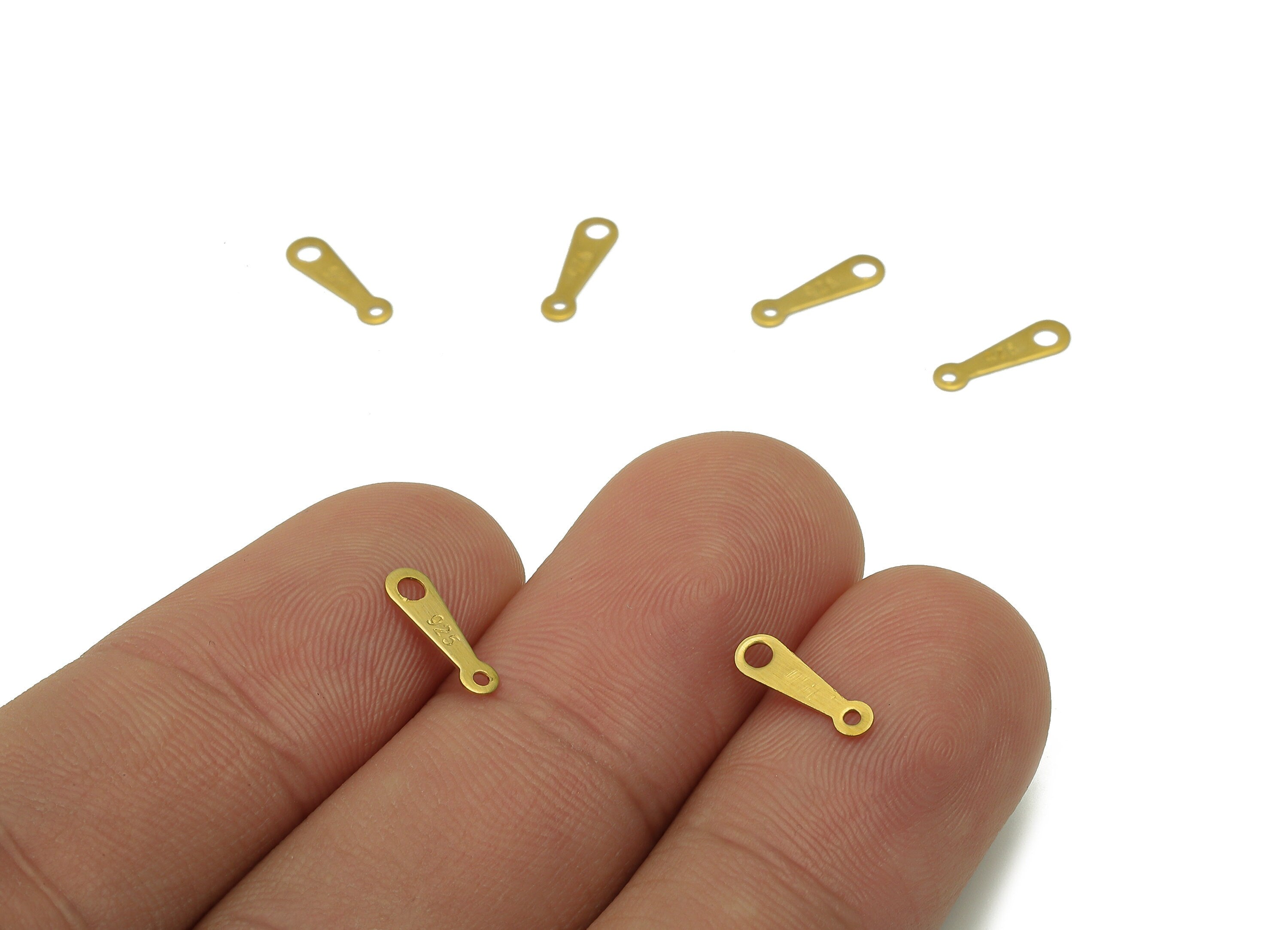 Brass Earring Connectors - Raw Brass Loops For Stud Earrings - Earring Connector - 2 Holes For Earring Studs - 10x3x0.4mm - PP8076 - DOMEDBAZAAR