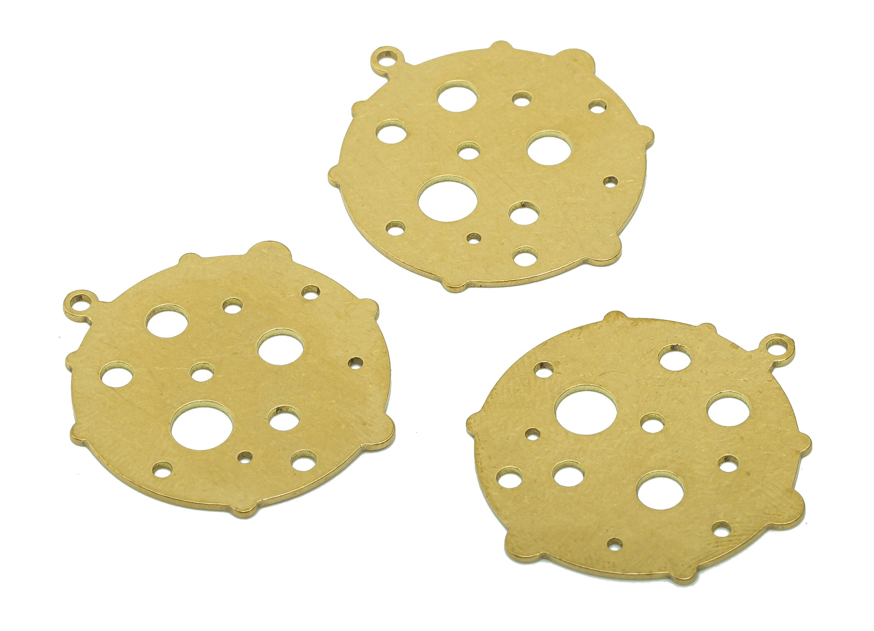 Brass Round Virus Earring Charms - Raw Brass Bacteria Cutout Earring - Planet Pendant With Loop - Hollow Charm - 29.9x26.3x0.7mm - PPA5620 - DOMEDBAZAAR
