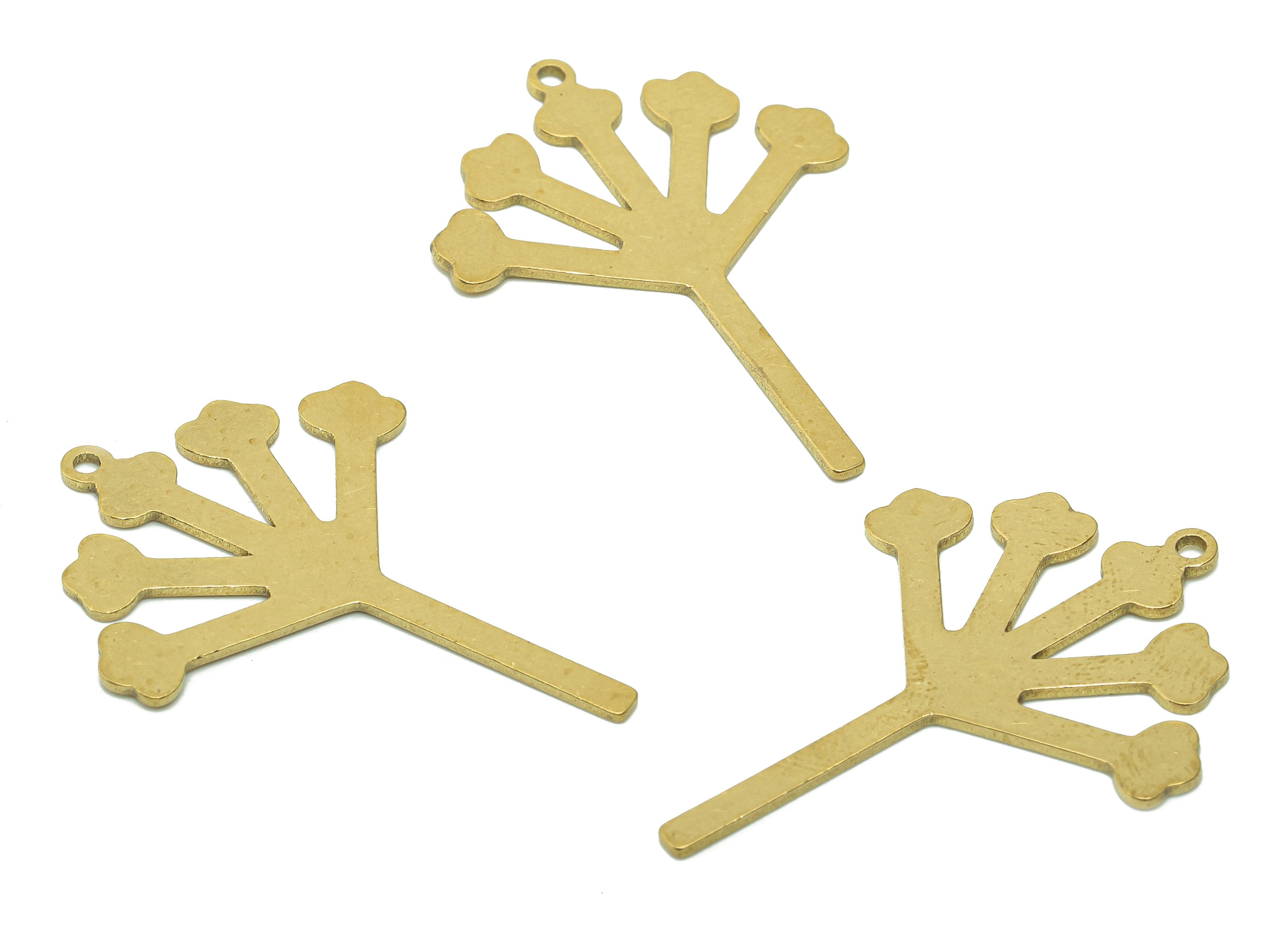 Brass Flower Earring Charms - Raw Brass Cutout Earring - Flower Pendant With Loop - Botanical Charm For Necklace - 35.7x26.3x0.8mm - PPA5640 - DOMEDBAZAAR